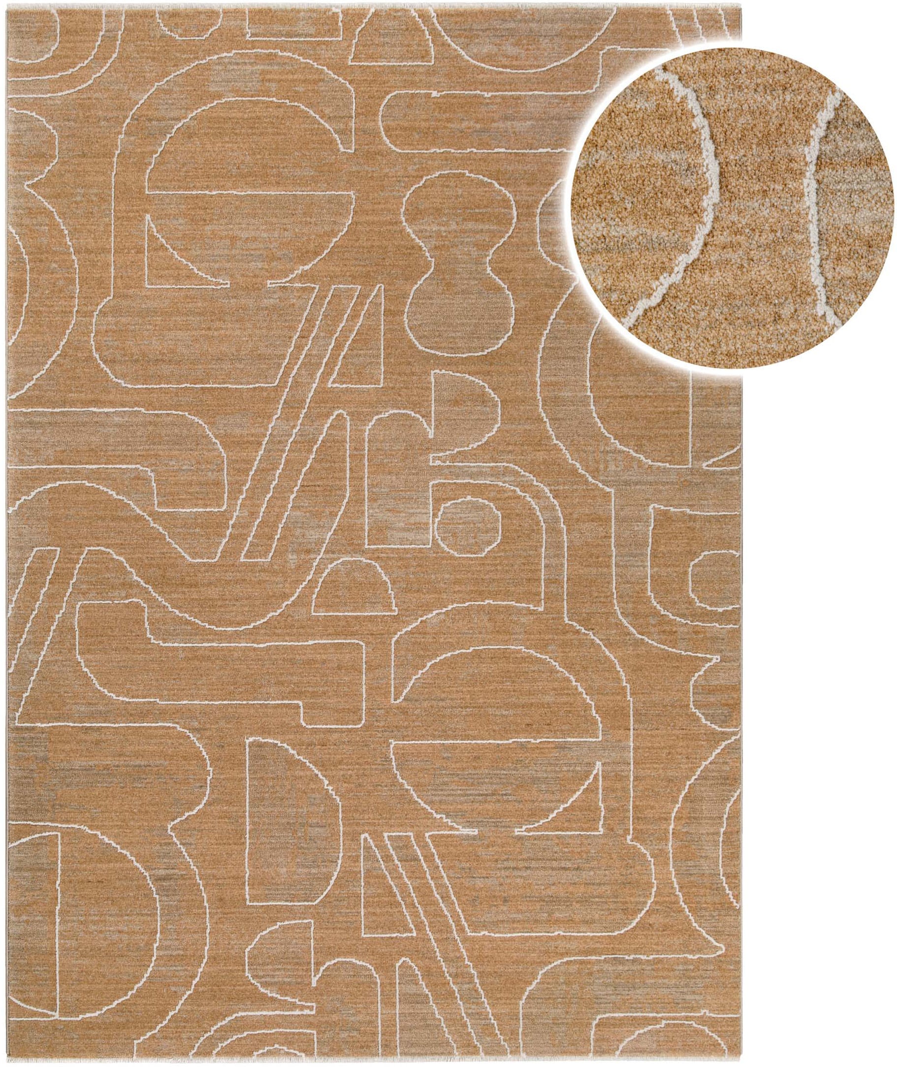 Esprit Teppich »Beatle-B« rechteckig 15 mm Höhe Kurzflor, grafisches Design, Hoch-Tief-Effekt, waschbar, Jute-Rücken
