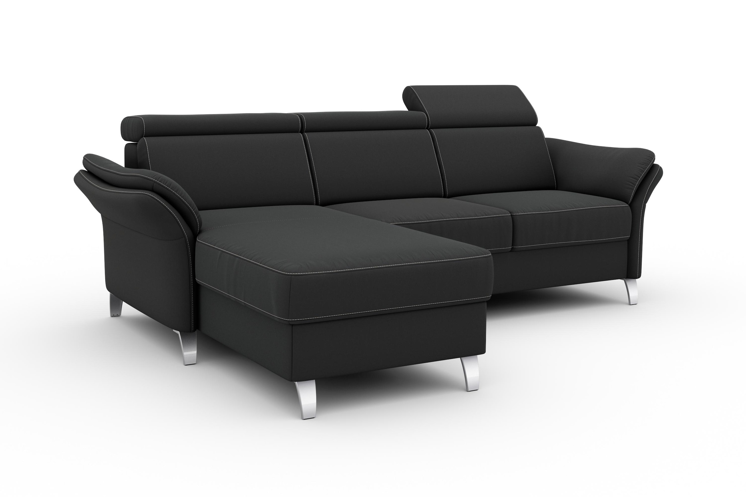 sit&more Ecksofa »Vincenzo L-Form«, inklusive Kopfteilverstellung, wahlweise mit Bettfunktion, Bettkasten
