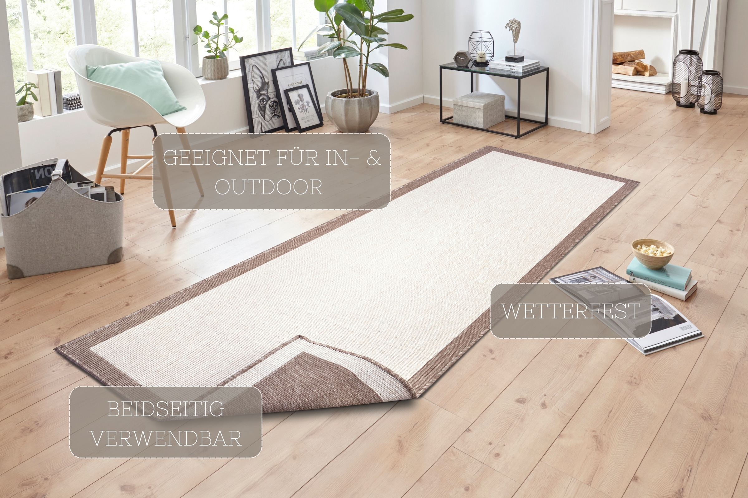 NORTHRUGS Teppich »Panama Wendeteppich«, rechteckig, 5 mm Höhe, In-& Outdoor, Wetterfest, Balkon, Läufer, Wohnzimmer, Wasserfest