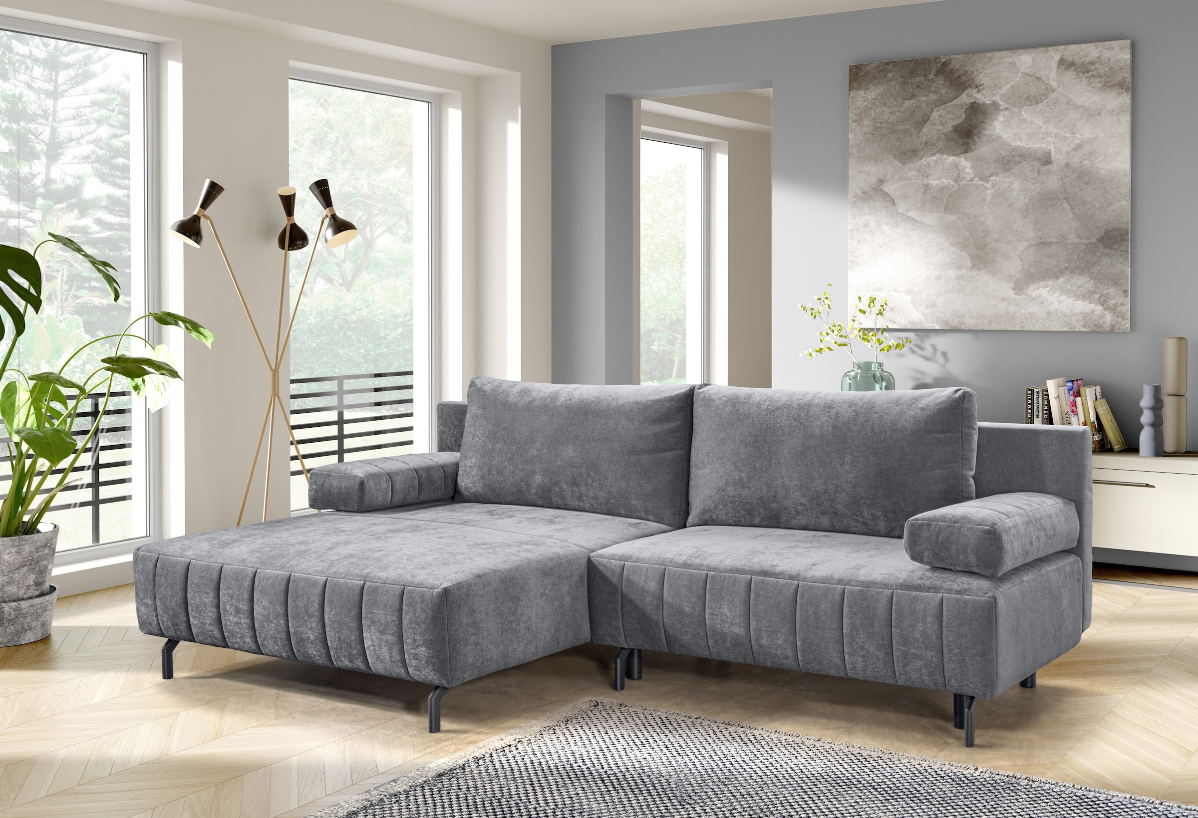 Image of exxpo - sofa fashion Ecksofa "Cambria, B/T: 262/171 cm, hochbeiniges, modernes Design" inkl. Bettfunktion und Bettkasten, 15 cm bodenfrei, L-Form