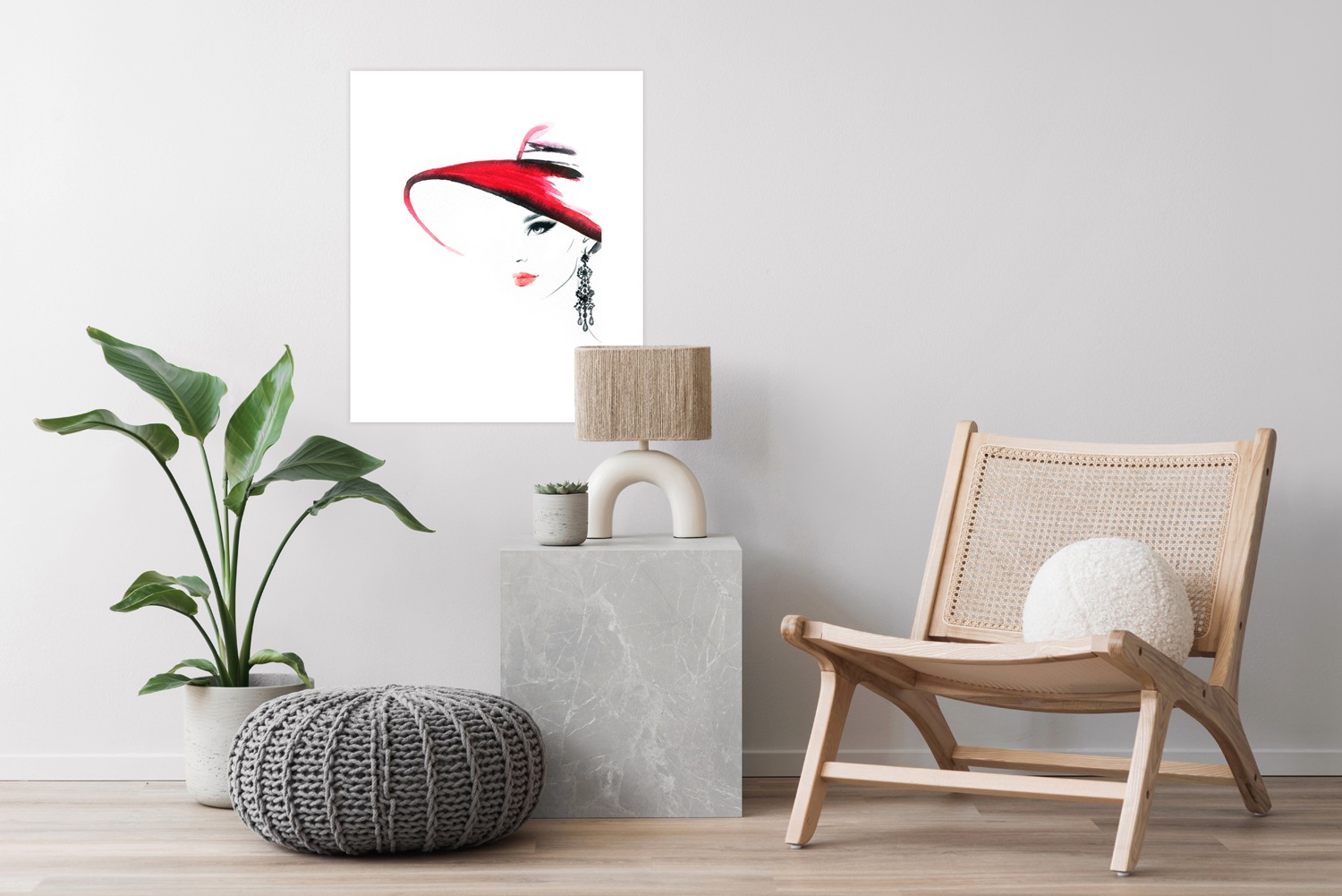 GOODproduct Poster "Frau mit Hut und Ohrring" Bilder von Frauen  Fashion  Frau  Magazincover  Mode  Modebilder 1 Stk. tlg. HD Premium Druck