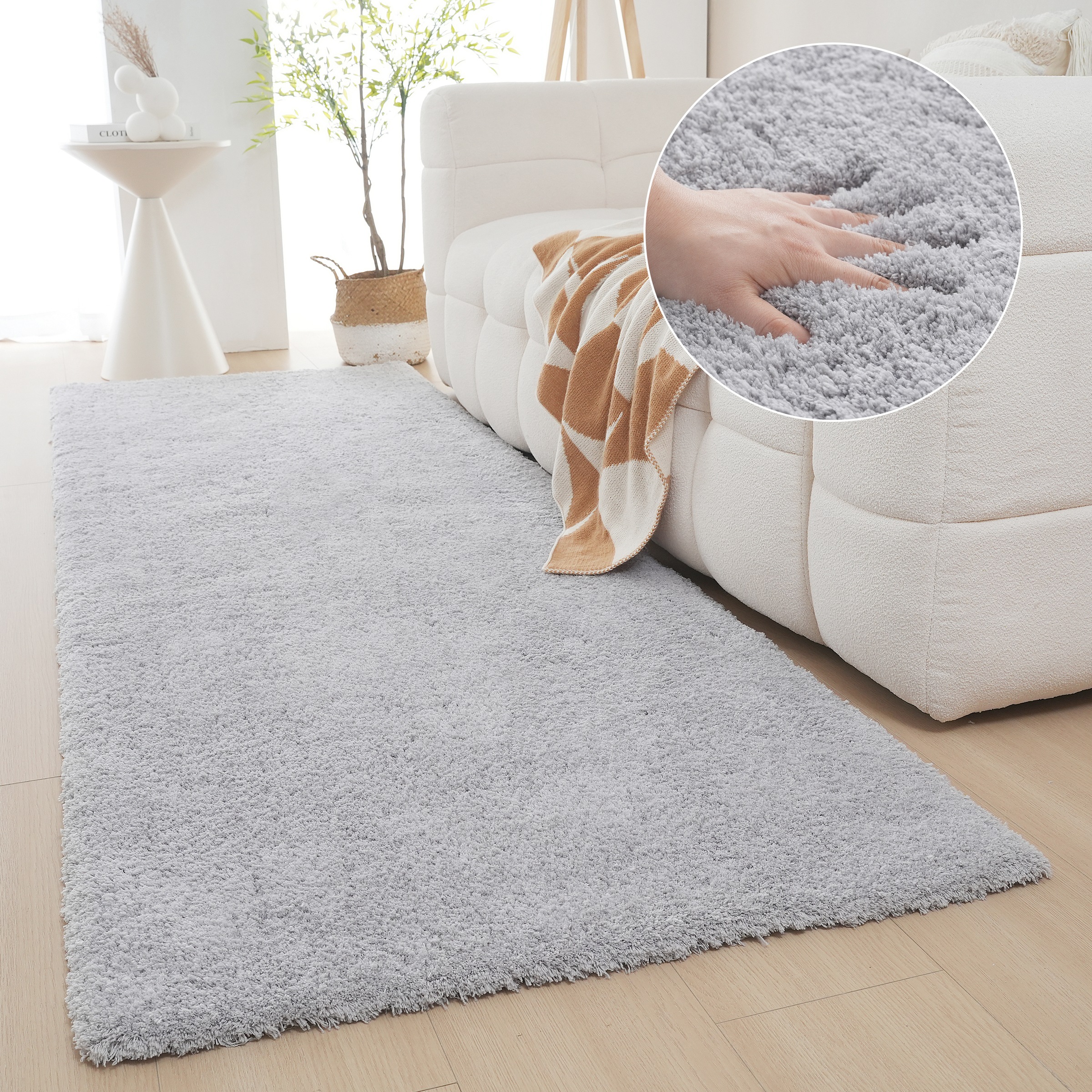 Image of GOODproduct Hochflor-Läufer "Microfaser Teppich Magong, besonders weich, sehr feiner Flor" rechteckig 30 mm Höhe uni Teppiche, Wohnzimmer, Schlafzimmer, Kinderzimmer, Flur, Brücke
