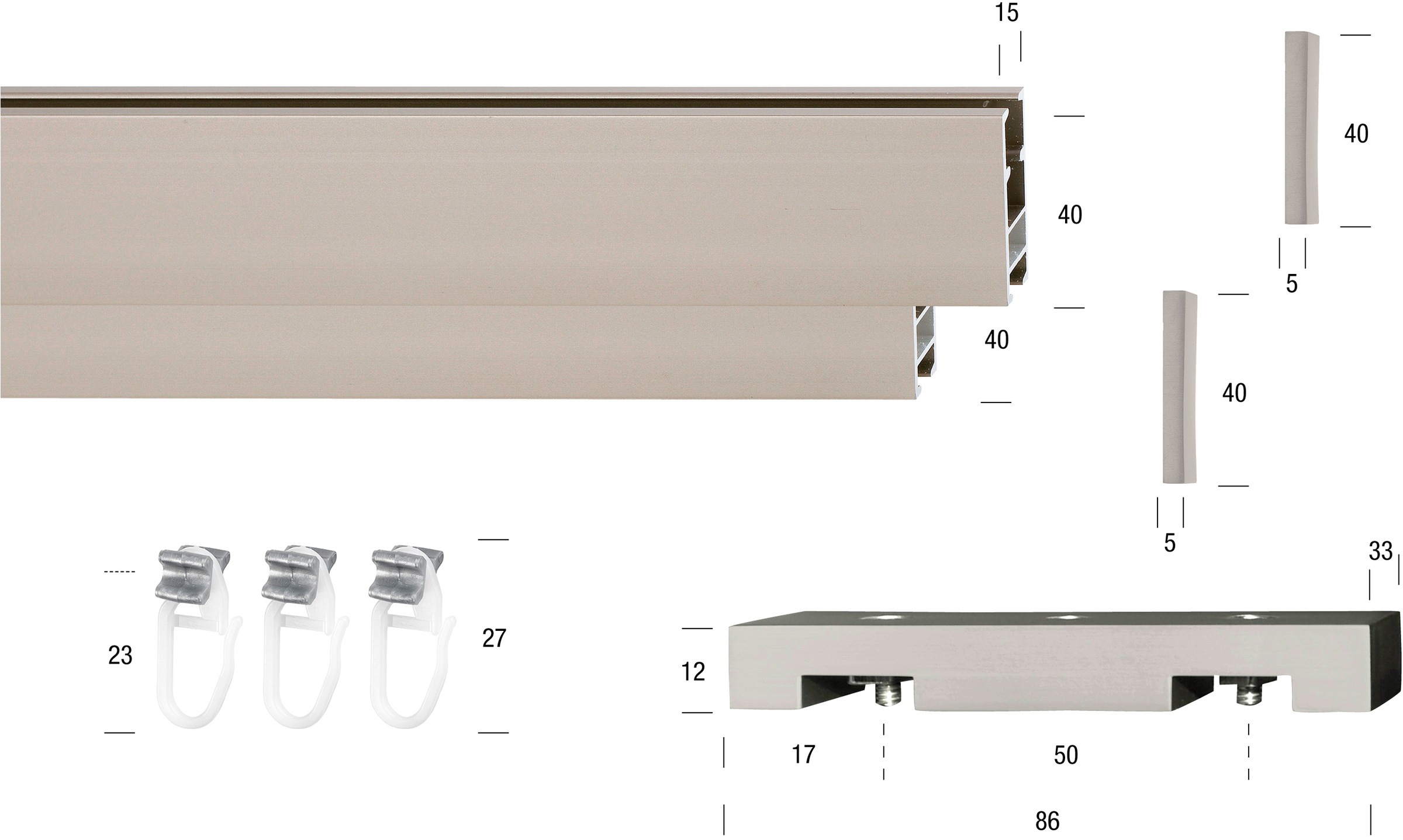 GARESA Gardinenstange »FLAT«, 2 läufig-läufig, Wunschmasslänge, Rechteckprofil, perfekter Lauf, modern, verlängerbar, mit Endkappe