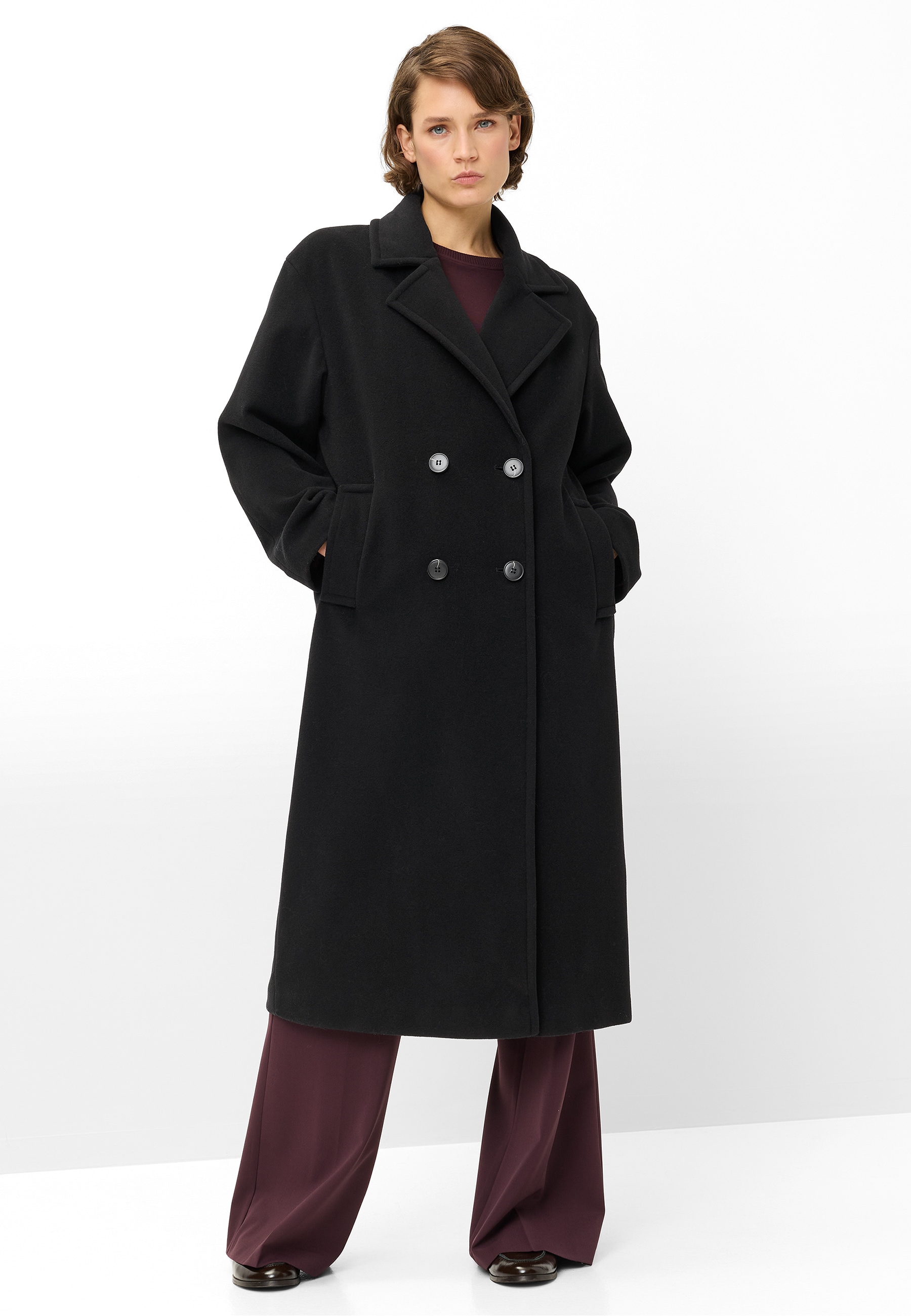 Fuchs Schmitt Manteau en laine coupe régulière, mélange laine, double boutonnage