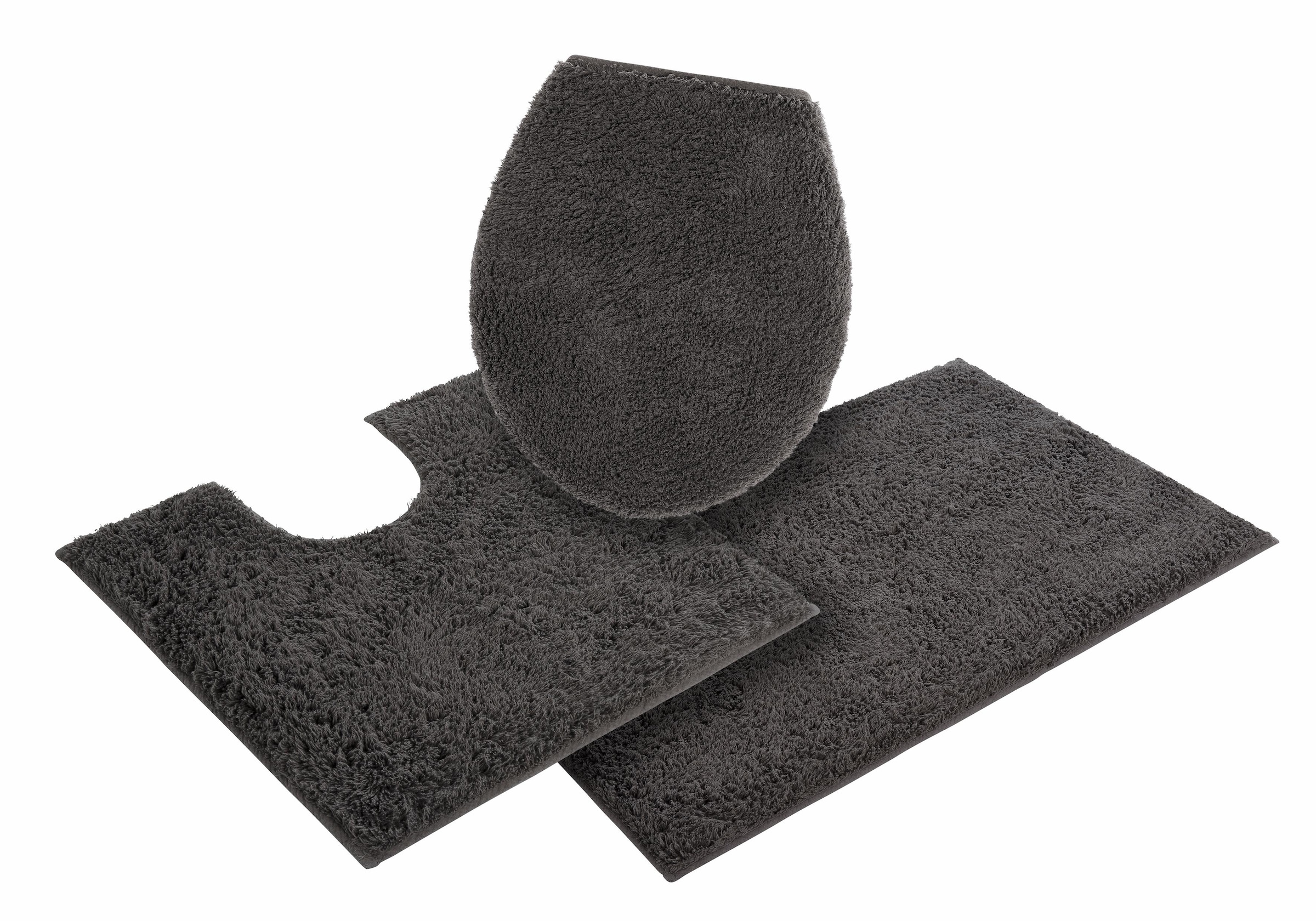 my home Badematte »Maren, Badvorleger, Badezimmer Teppich«, rutschhemmend beschichtet, fussbodenheizungsgeeignet, Bio-Baumwolle, Badteppich, Badematten auch als 3 teiliges Set
