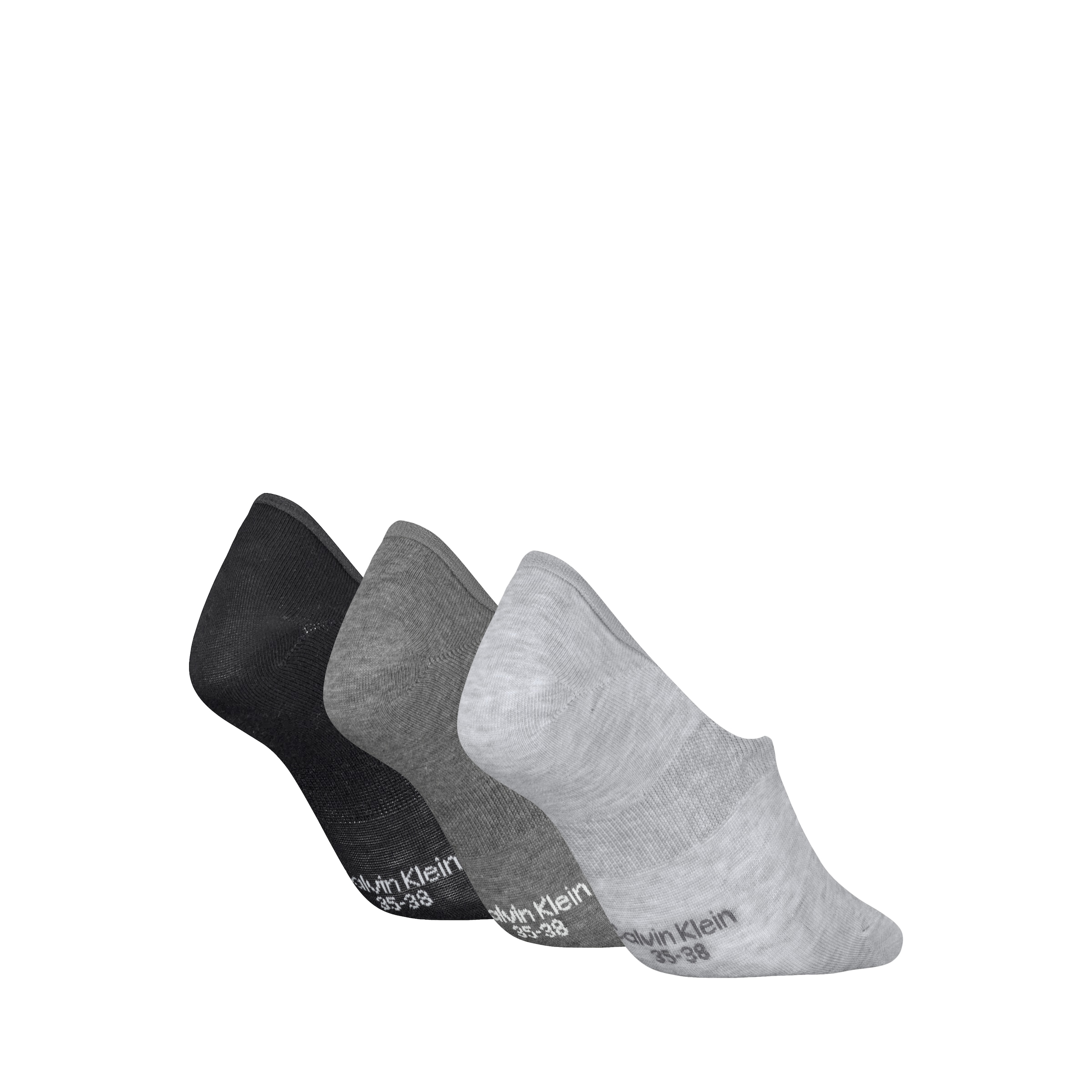Calvin Klein Chaussons »CK WOMEN FOOTIE MC« 3 Paar,  Antirutsch Noppen im Fersenbereich, Cotton-Mix, elastisch