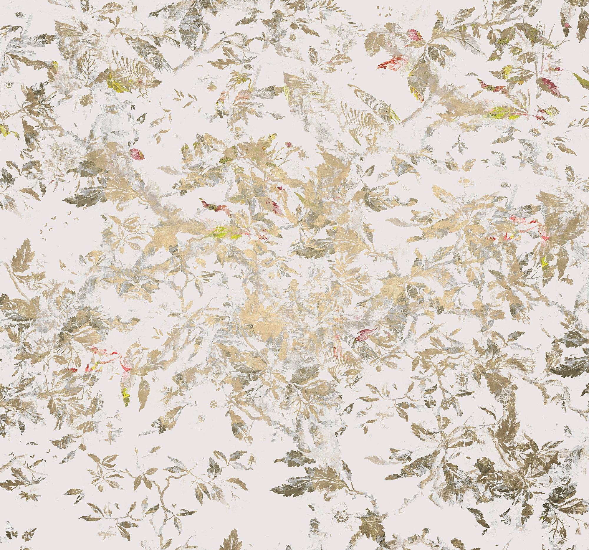 Image of Komar Vliestapete "Digitaldruck Vlies - Golden Feathers - Grösse 300 x 280 cm" bedruckt glatt Wohnzimmer, Schlafzimmer