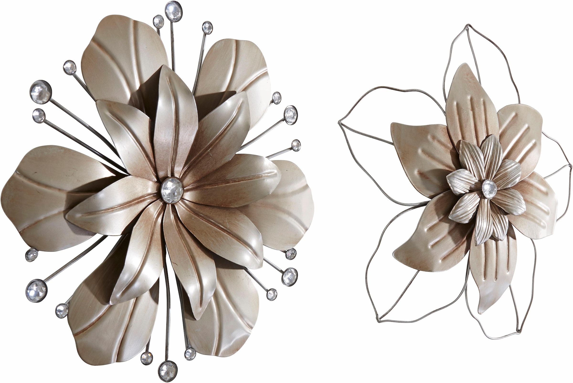 ♕ Home affaire Wanddekoobjekt »Blume«, mit auf aus Wanddeko, Verzierung Metall, Perlmutt versandkostenfrei