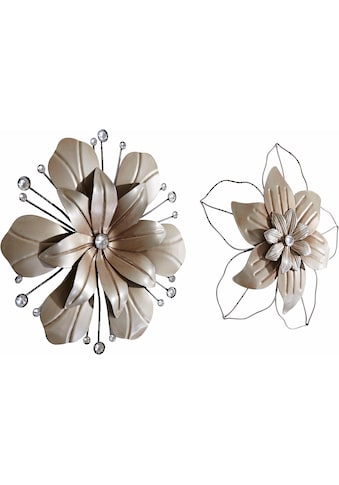 Home affaire Wanddekoobjekt »Blume«, (2er-Set), Wanddeko, aus Metall, mit Perlmutt... kaufen