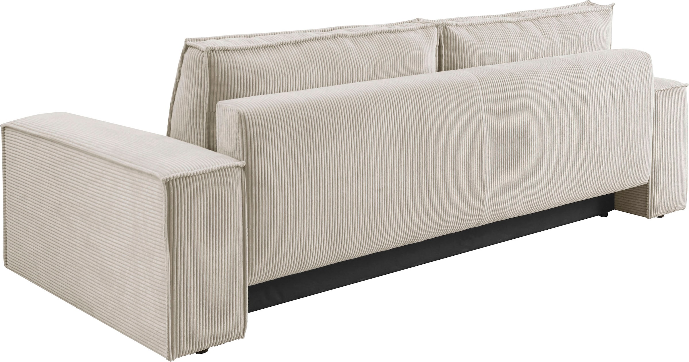 GOODproduct 3-places »SHERWOOD Schlafsofa (257cm) Cord, Samtvelours, Vintage-Lederoptik« Schlaffunktion mit Bettkasten (ca. 136/200cm)