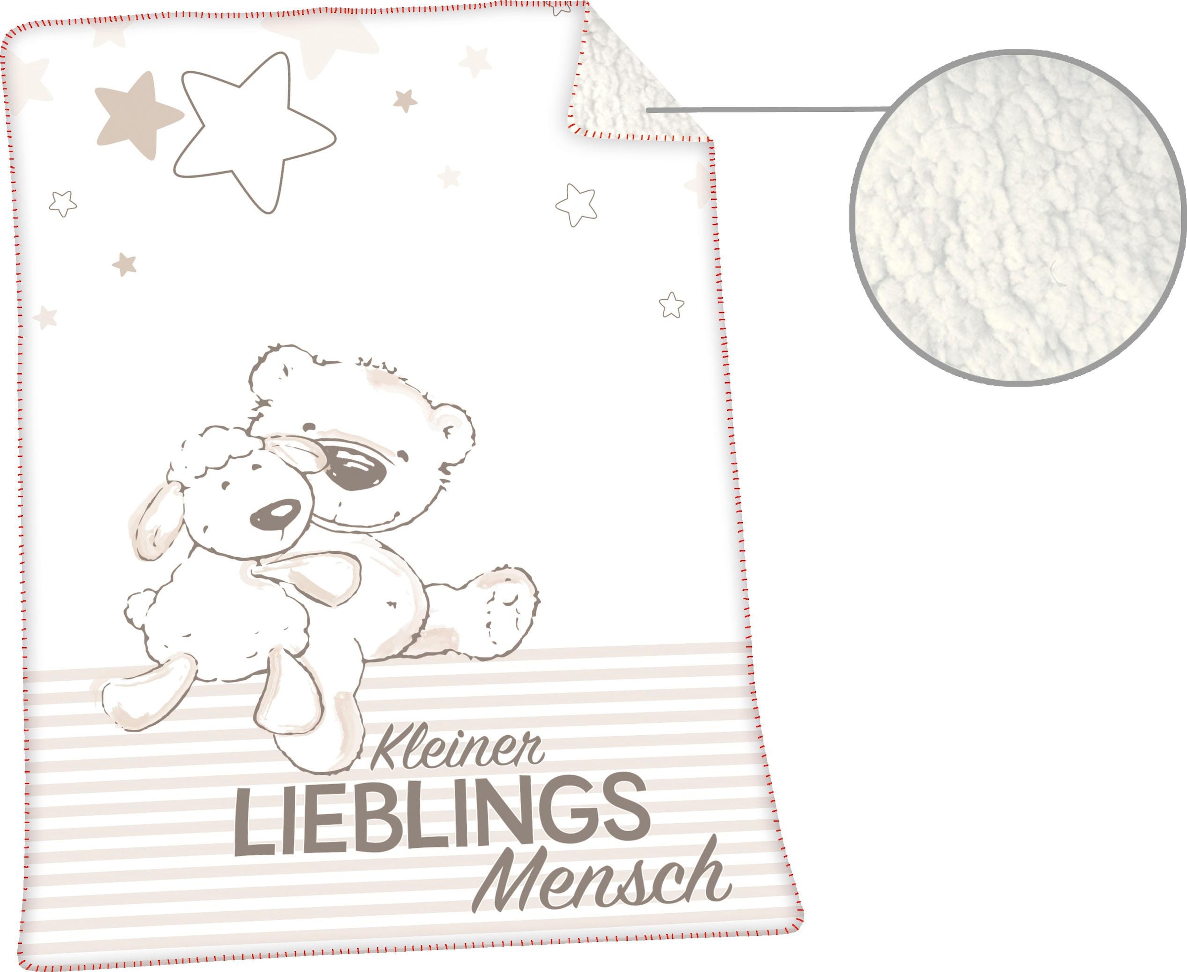 Herding Babydecke »Jonas Lieblingsmensch«, mit niedlichem Motiv, Kuscheldecke