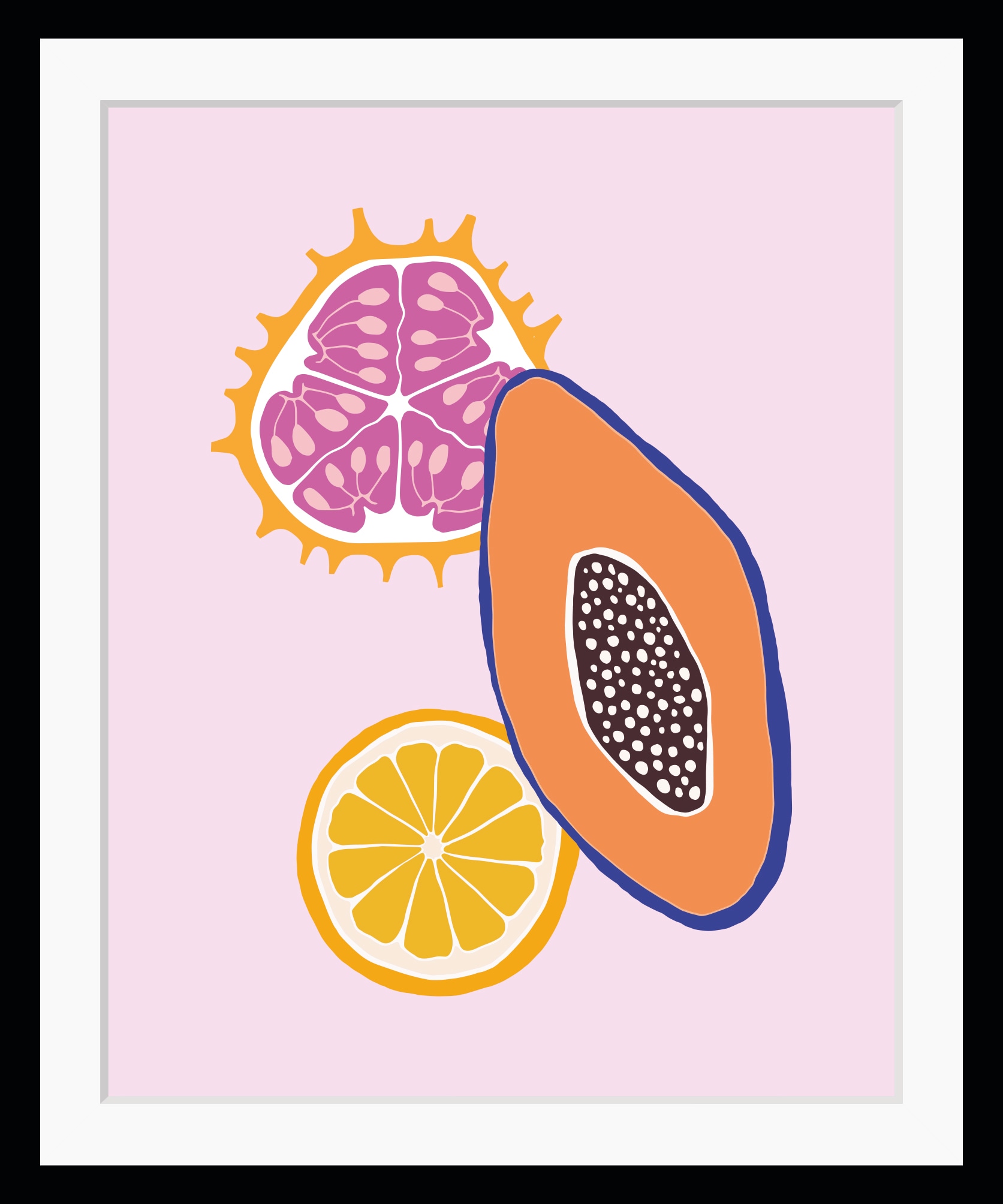 Image of queence Bild "Jannis" Kunst Lebensmittel Obst Obst Bilder HD Premium Poster-Druck inkl. Holzrahmen