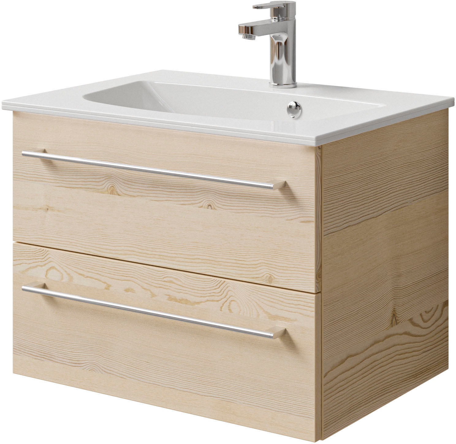 Image of Saphir Waschtisch "Serie 6025 Mineralmarmor-Waschtisch mit Unterschrank, 67 cm breit" 2 Stk. tlg. Waschplatz mit 2 Schubladen, hängend, verschiedene Ausführungen