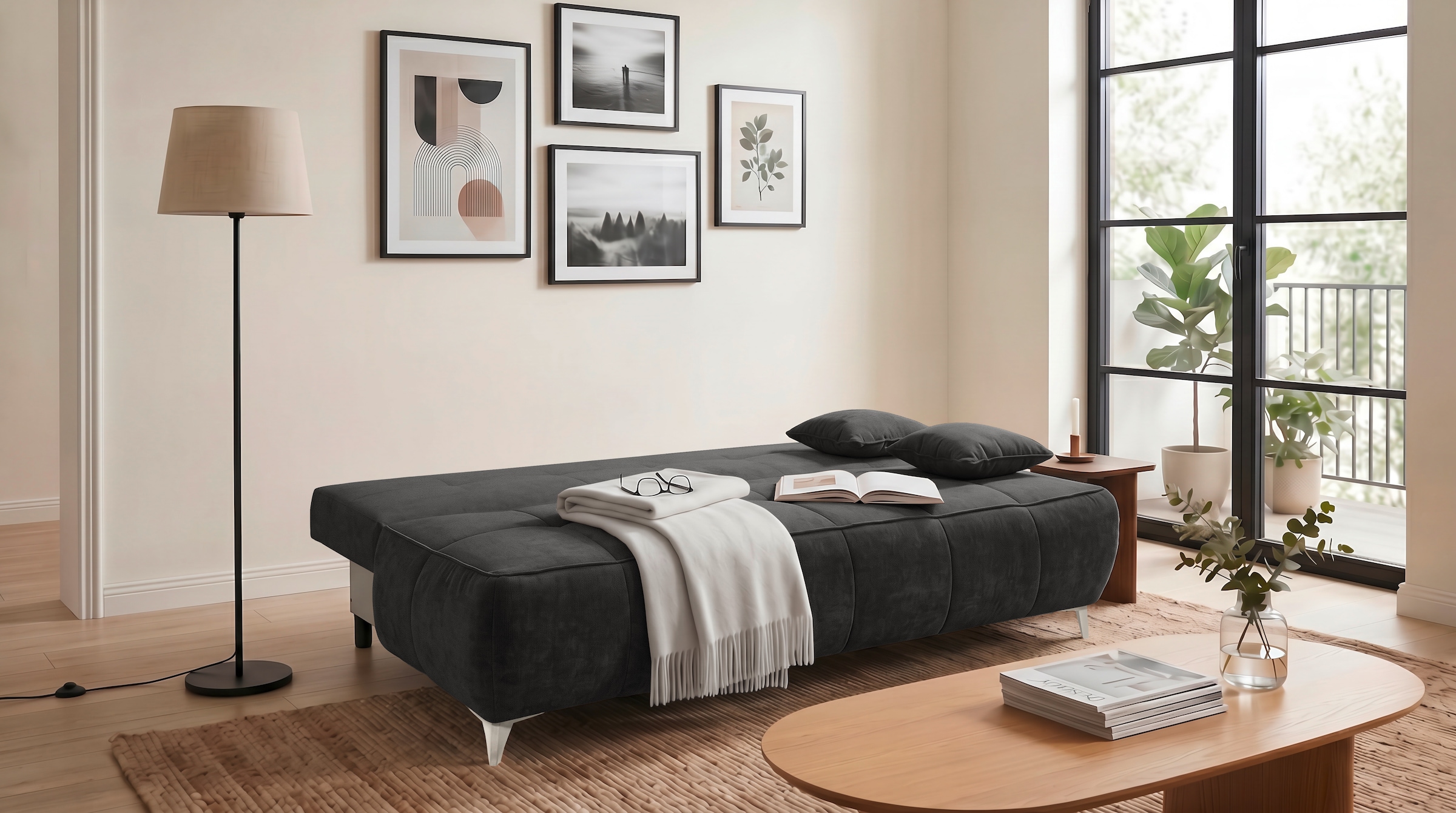 ED EXCITING DESIGN Schlafsofa »Elisa Liftbeschlag, einfache Verwandlung vom Sofa zum Bett, B. 215cm«