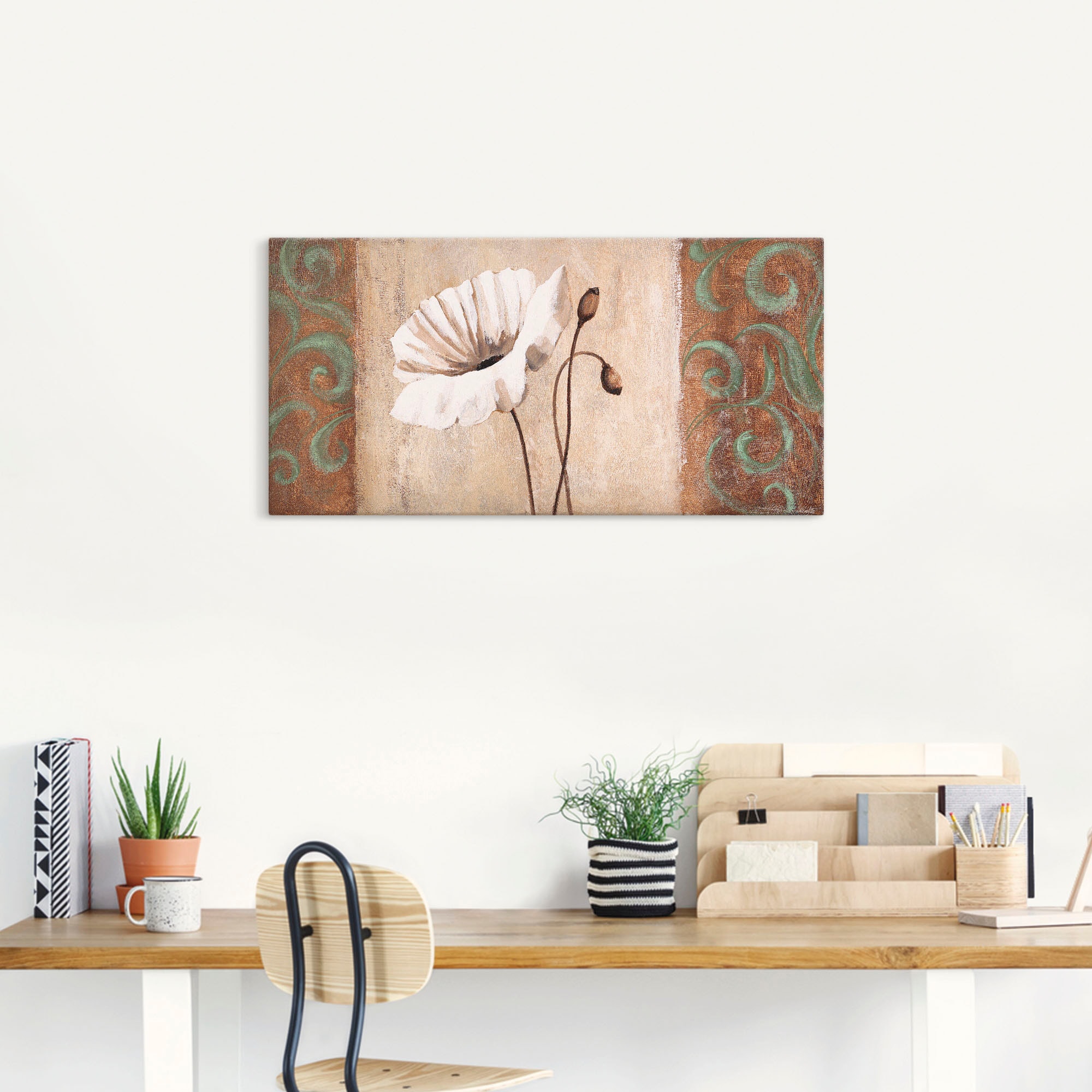 Artland Wandbild »Mohnblumen mit Ornamenten«, Blumen, (1 St.), als Leinwandbild, Poster in verschied. Grössen
