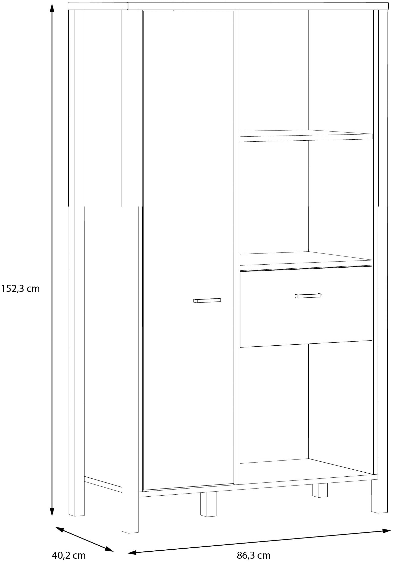 FORTE Aktenregal »High Rock« mit Tür & Schublade, 3 offene Fächer, Industrial-Stil, 86x152 cm
