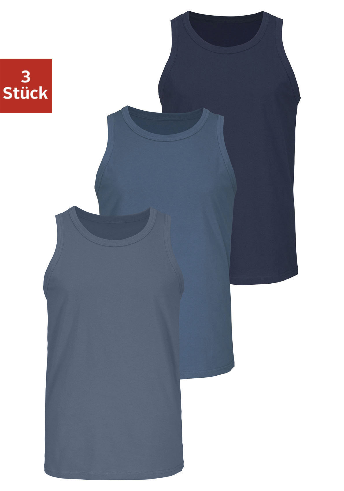 Tanktop, (Packung, 3 tlg.), aus Baumwolle
