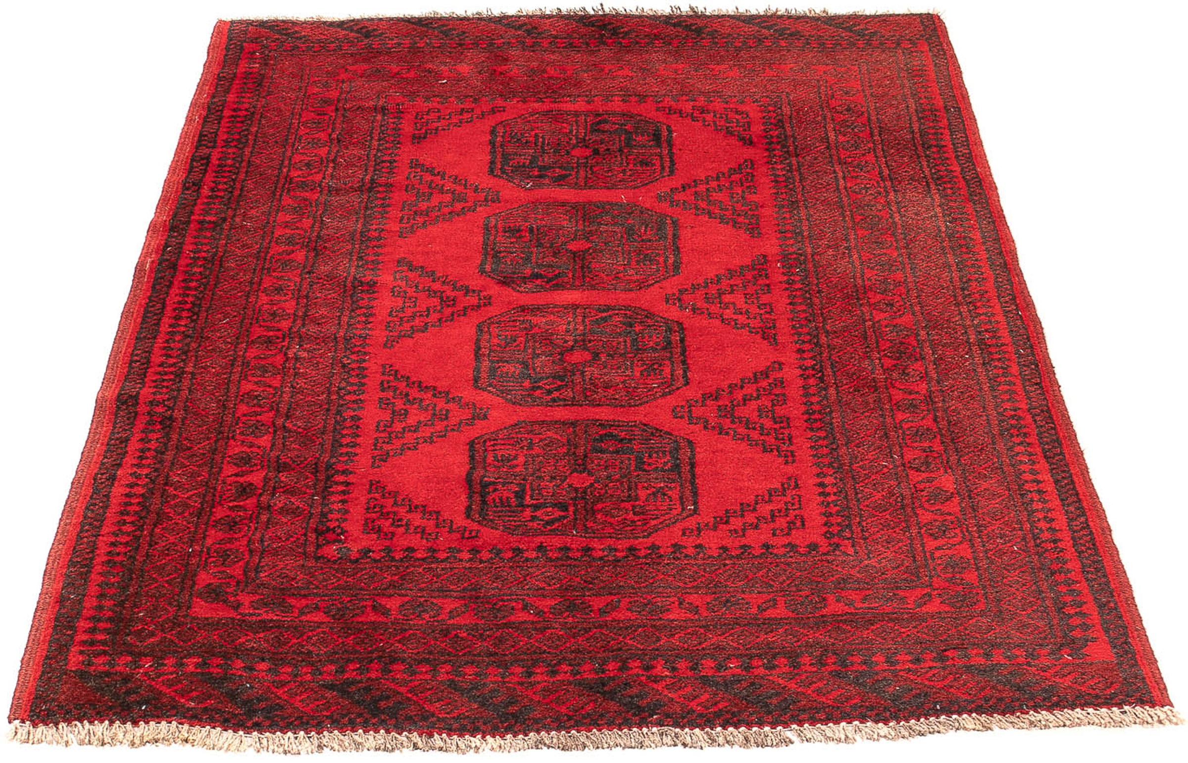 Image of morgenland Orientteppich »Afghan - 151 x 102 cm - dunkelrot«, rechteckig, 7 mm Höhe, Wohnzimmer, Handgeknüpft, Einzelstück mit Zertifikat bei Ackermann Versand Schweiz
