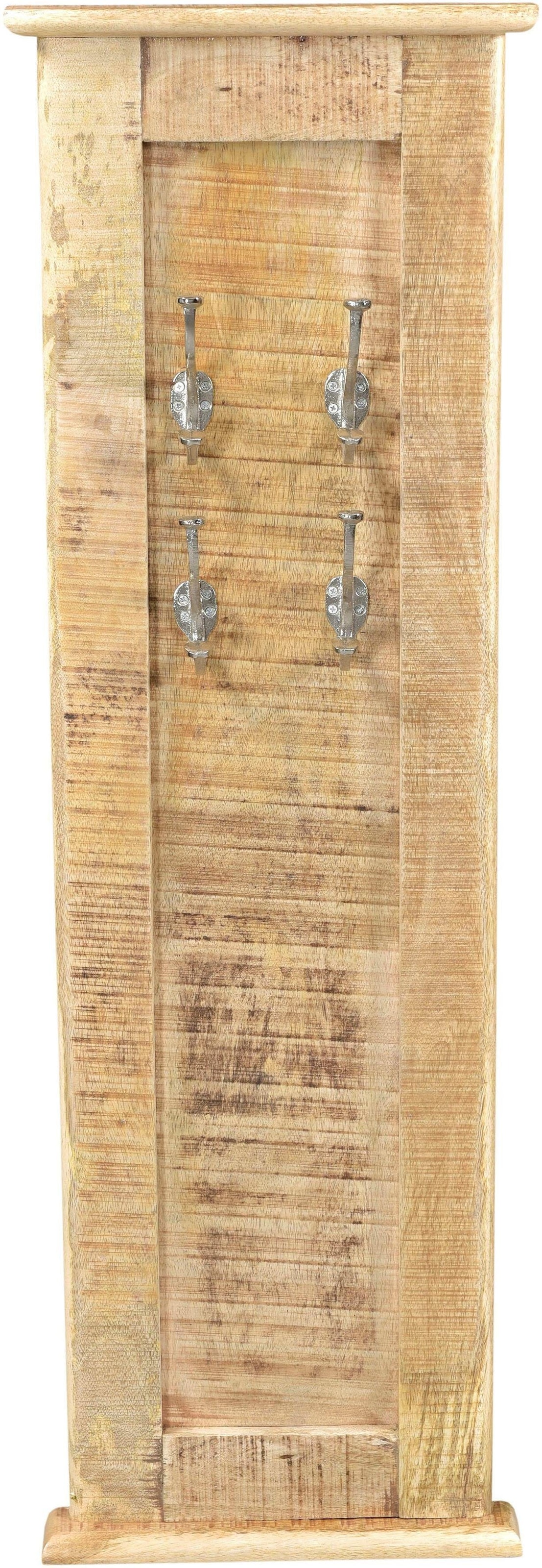 Image of SIT Garderobenpaneel "Denver aus Mangoholz mit 4 Doppelhaken & rustikalem Look" Platzsparende Wandgarderobe mit 4 praktischen Doppelhaken