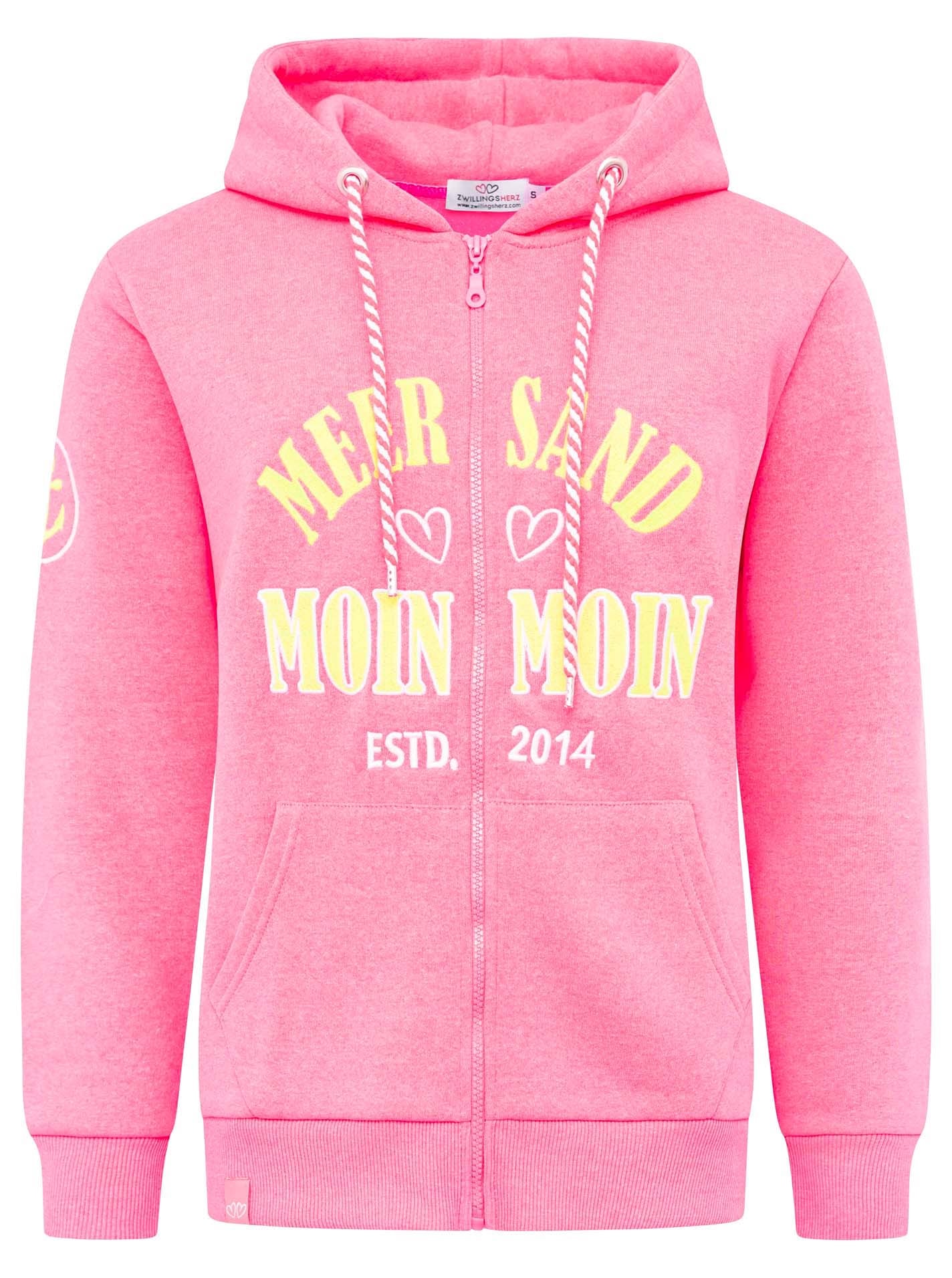 Zwillingsherz Sweatjacke »"Moin Moin"«, Kapuze, Langarm, Reissverschluss, modisch, maritim, Kordelzug