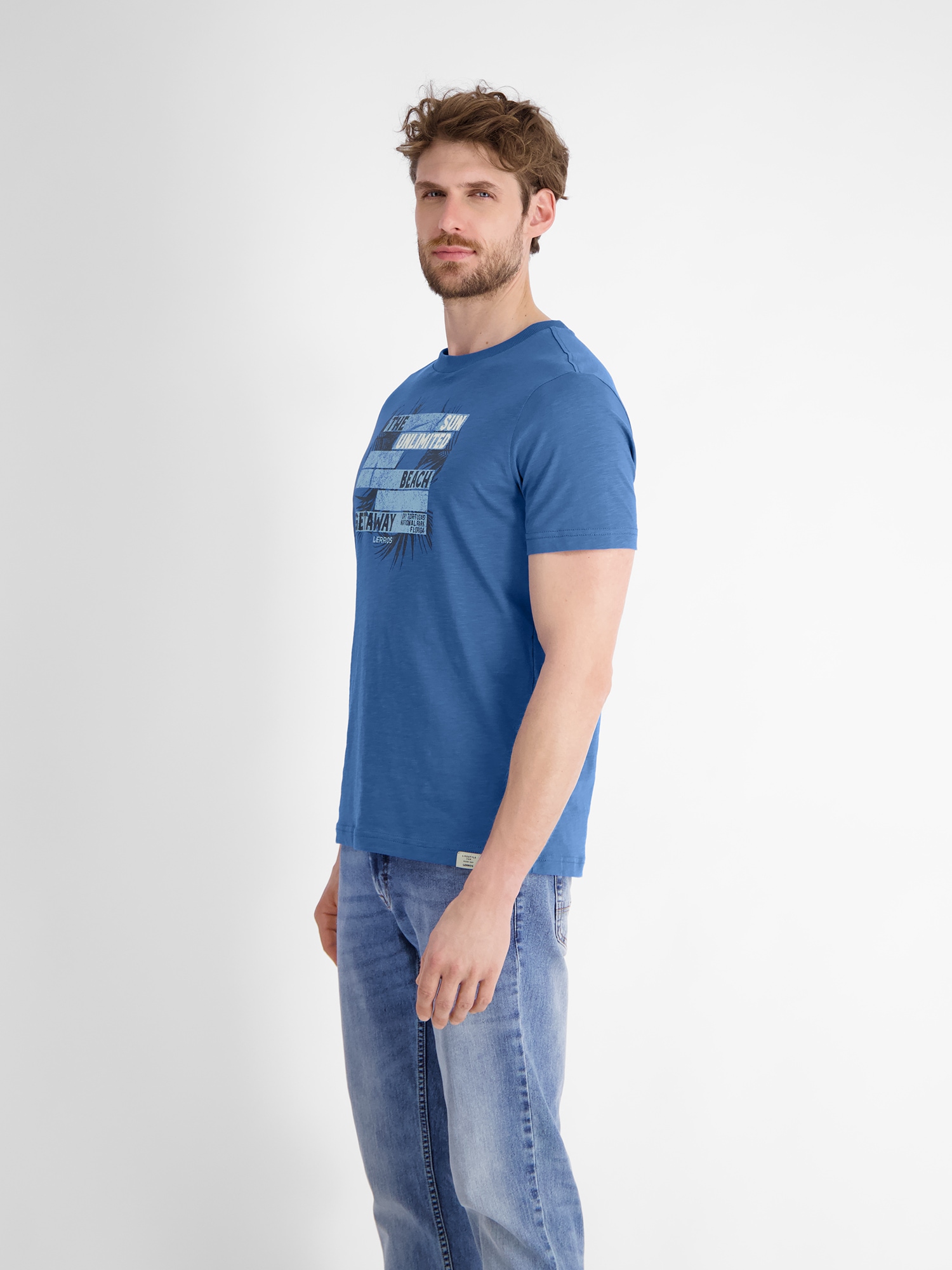 LERROS T-Shirt »LERROS Herren T-Shirt mit sommerlichem Brustprint«