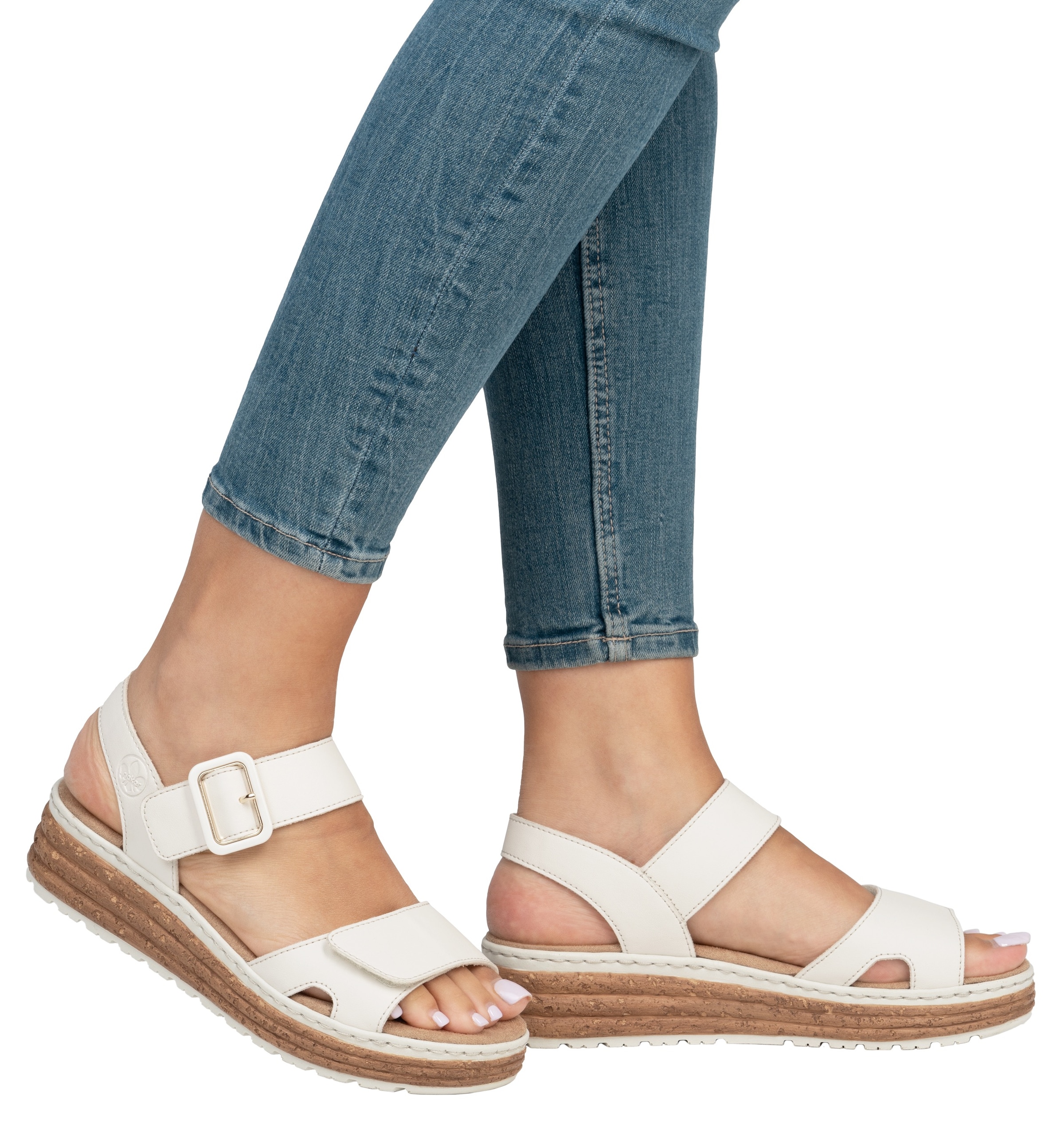 Rieker Plateausandale  Sandalette, Sommerschuh, Keilsandale mit praktischen Klettverschlüssen