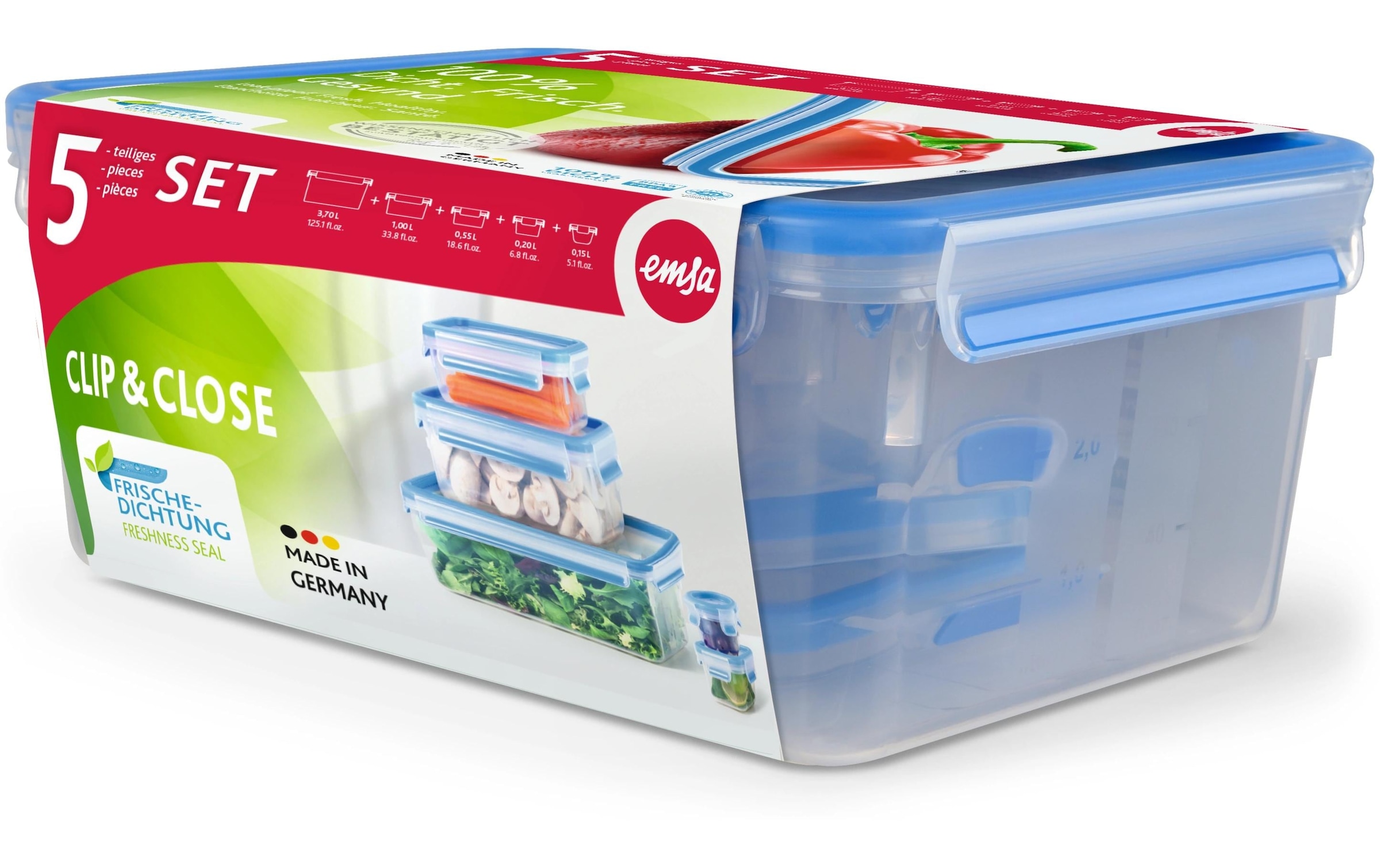 Emsa Vorratsdose »Clip & Close Eco 5-teilig«, (1 tlg.)