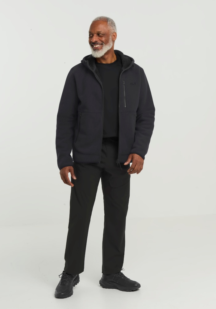 Jack Wolfskin Veste polaire »LAKE RIDGE HOODED JKT M« avec capuche coupe-vent, col montant