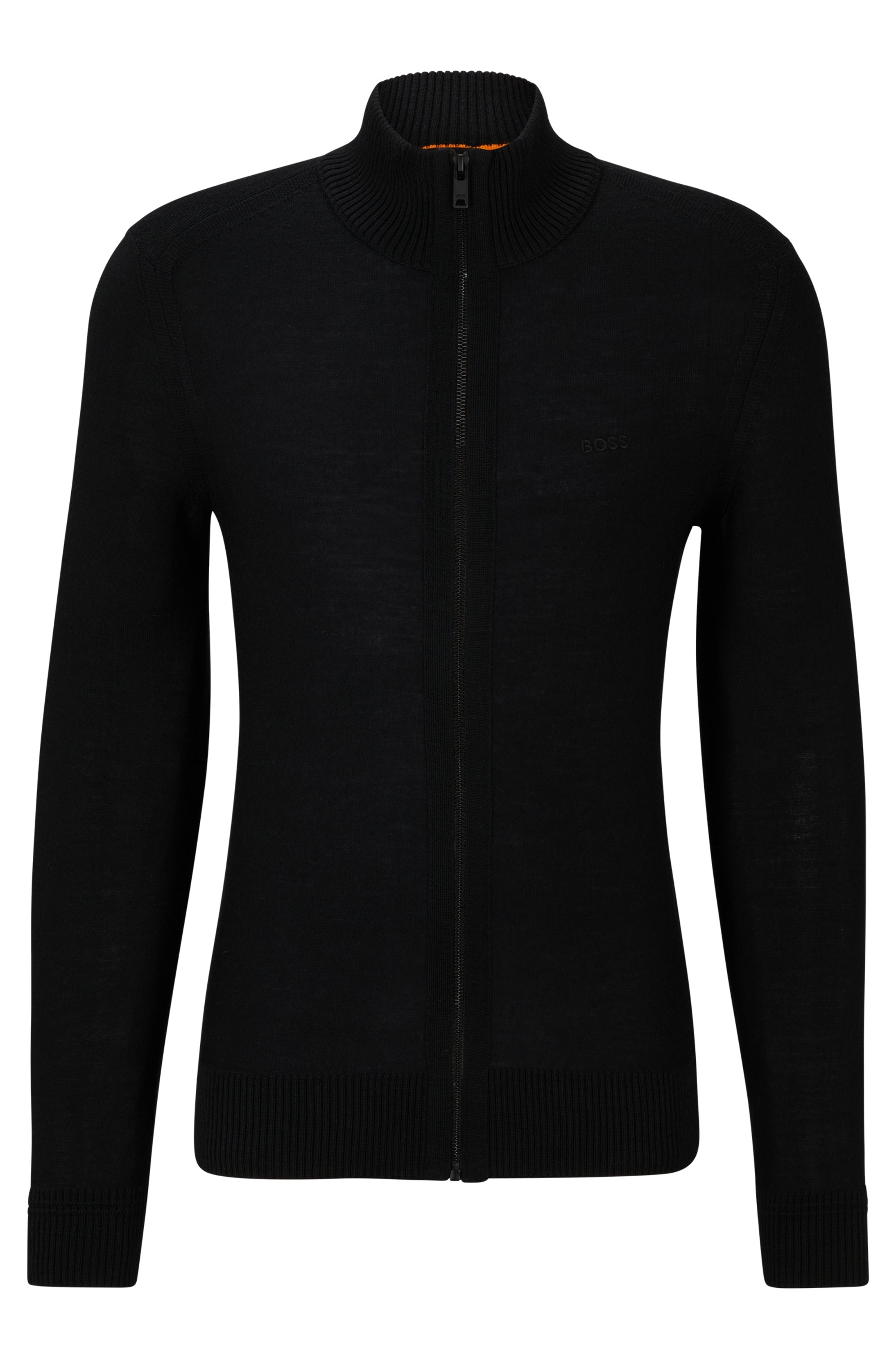 BOSS ORANGE Veste en tricot »Avac« mit Logostickerei auf der Brust