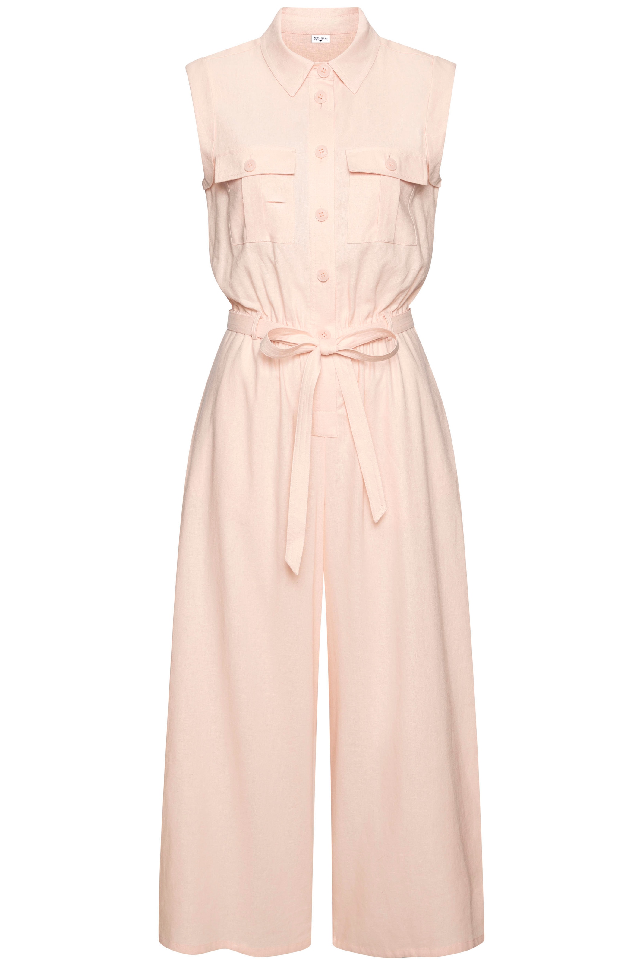 Buffalo Overall, (mit Bindegürtel), aus Leinenmix, sommerlicher Jumpsuit mit Taschen