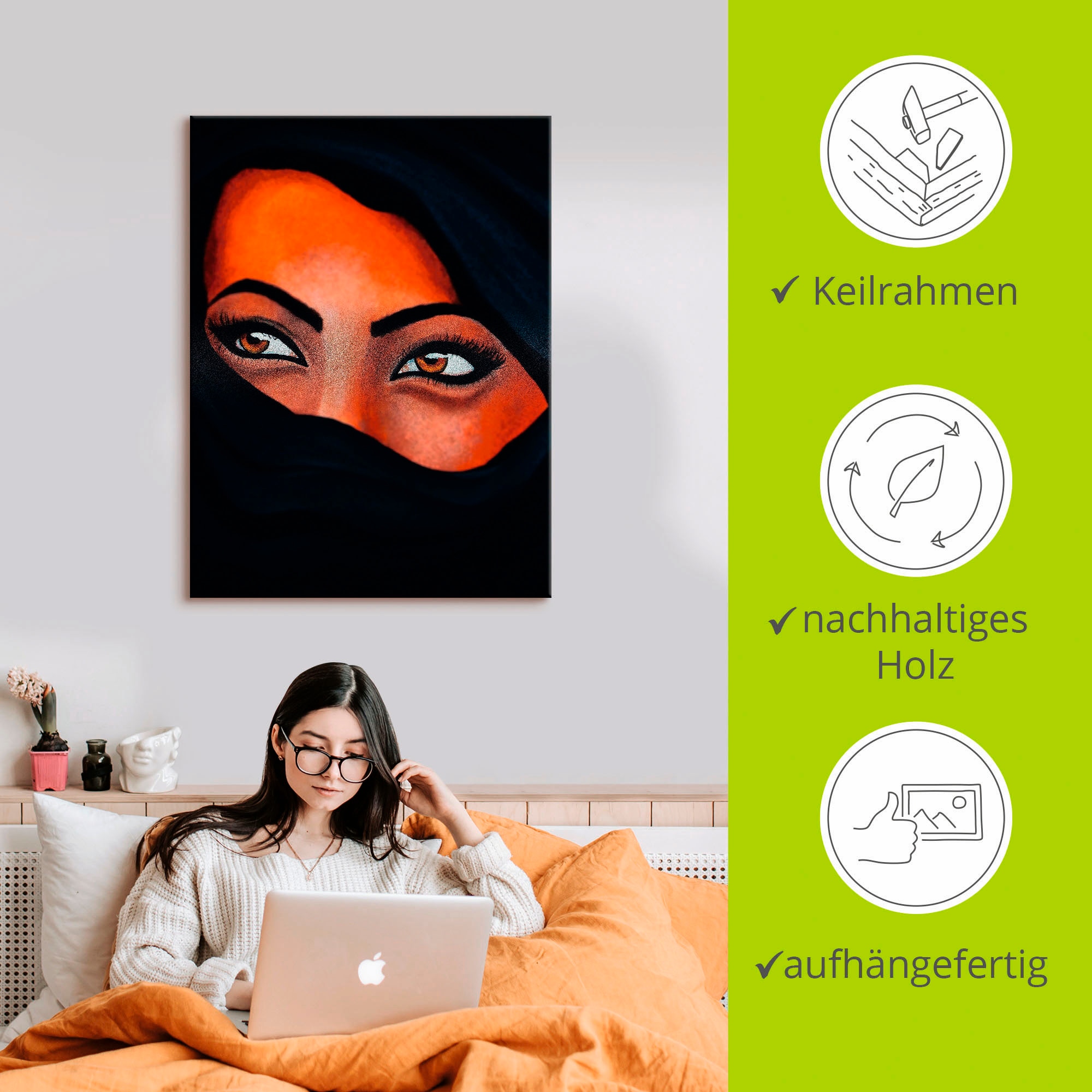 Artland »Tuareg - Der Sand auf deiner Haut« Frau 1 Stk. tlg. auf Holzrahmen gespannt