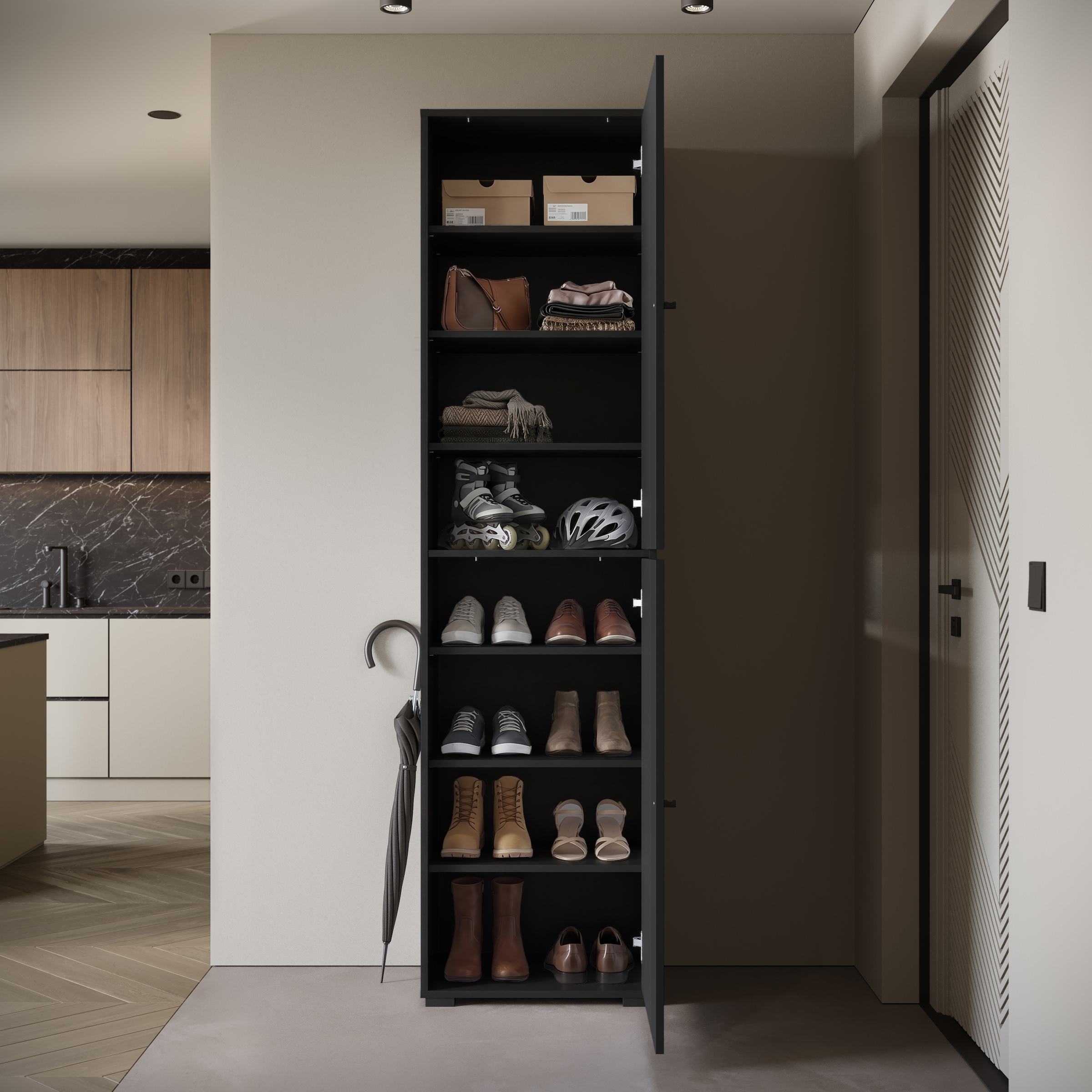 Home affaire Armoire à chaussures »Schuhkommode Dino« armoire de couloir avec étagères réglables, LxHxP : 50 × 190 × 33 cm