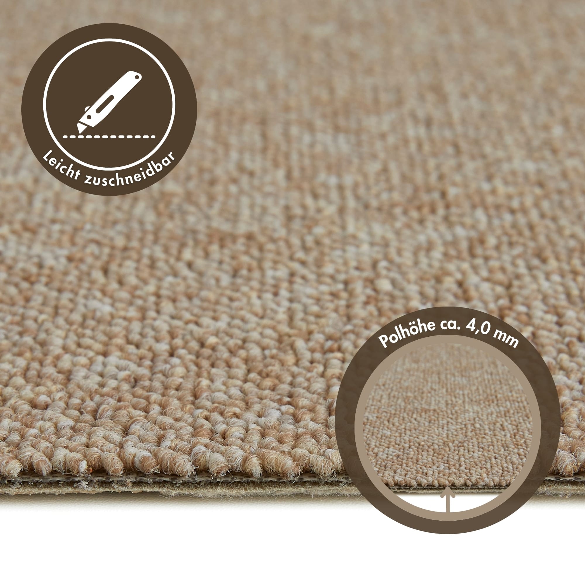 Andiamo Teppichboden »Carlos, Feinschlinge, Made in Netherlands«, rechteckig, 6,5 mm Höhe, melierte Optik, Breite 400 cm oder 500 cm, strapazierfähig