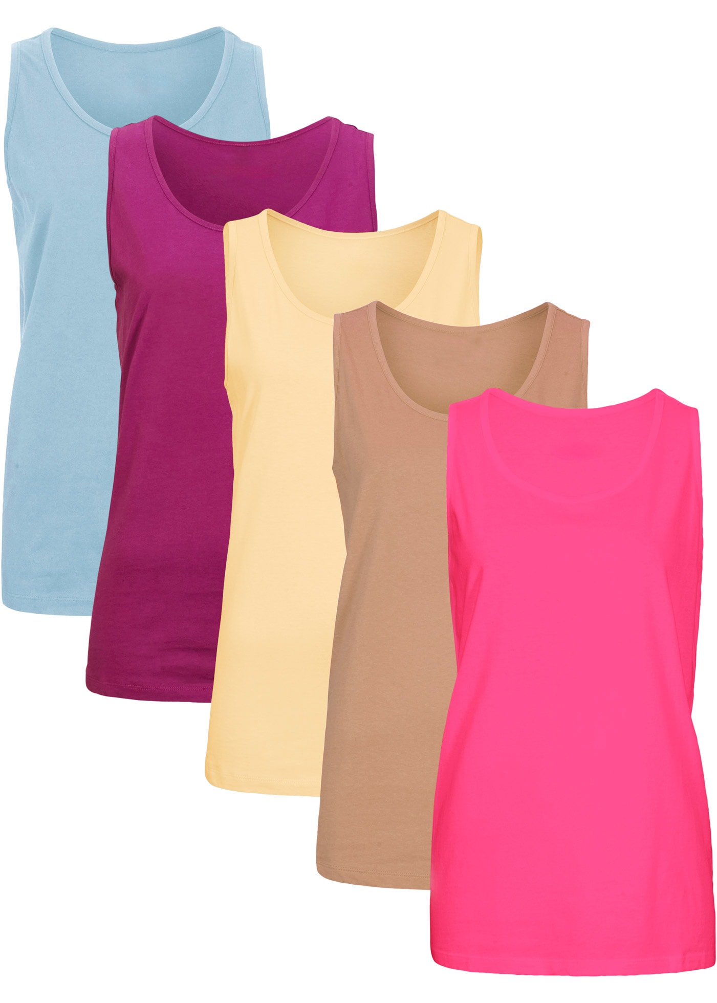 Image of bonprix Longtop Packung, 5 tlg. figurumspielende Passform, po-bedeckend