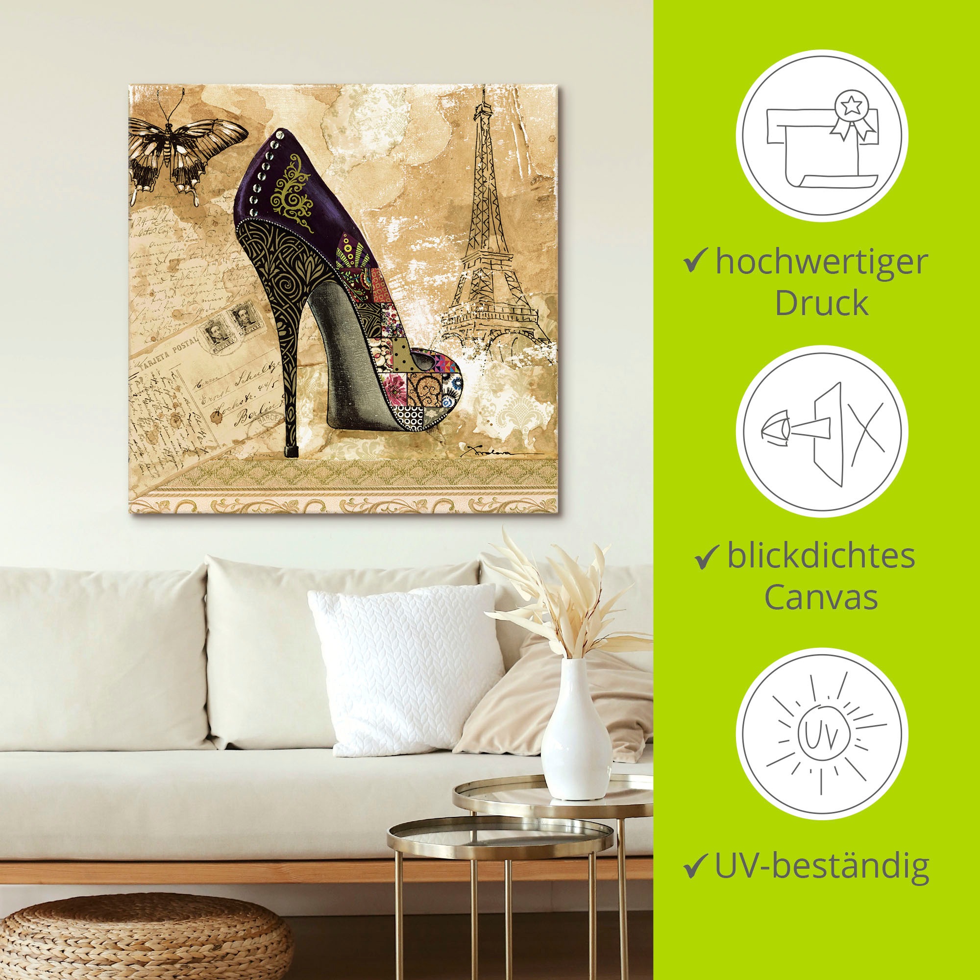 Artland Tableau sur toile »Veränderliche Zeiten IV - Stiletto« 1 cuis tlg. auf Holzrahmen gespannt