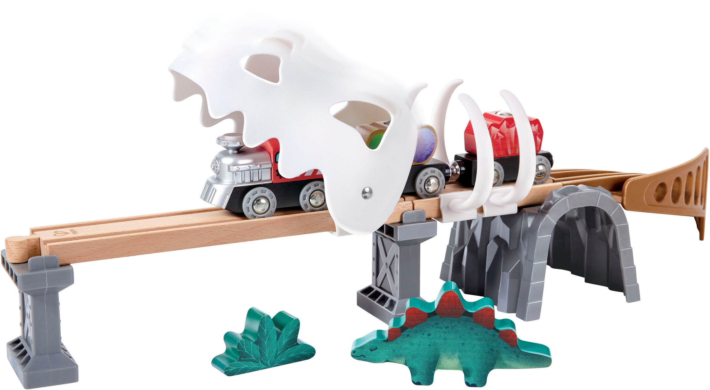 Hape Train jouet »Dino-Eisenbahn-Abenteuer« avec fonction lumière et son