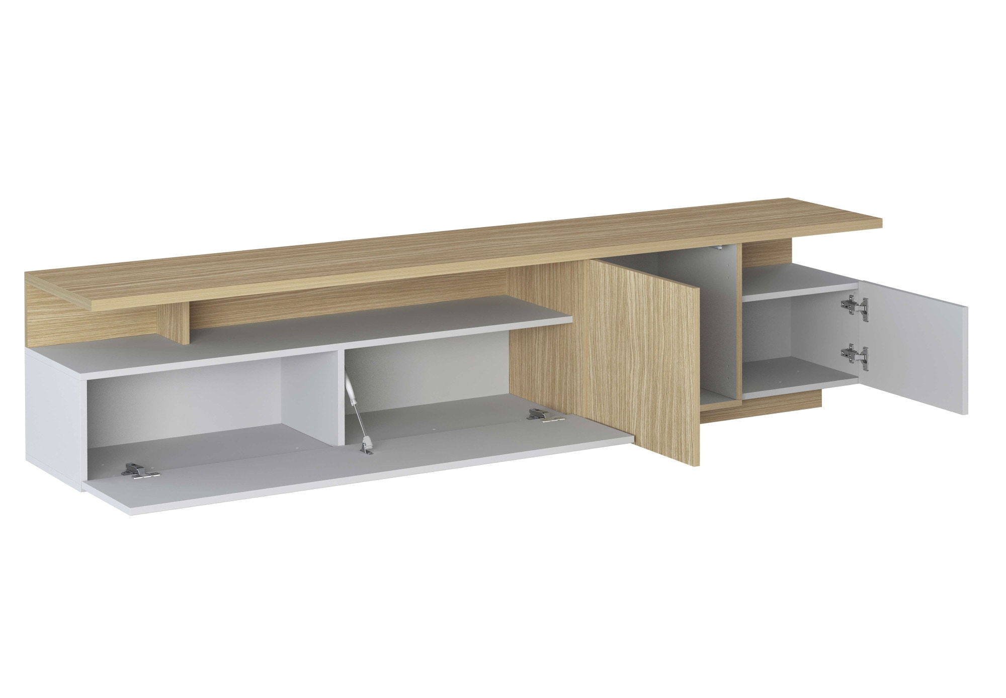 GOODproduct Table basse »Lowboard ETHOS,Lowboard,TV-Kommode,TV-Möbel,TV-Bank« 1 cuis tlg. Avec deux portes tournantes, une porte battante et deux compartiments ouverts, L.210 cm