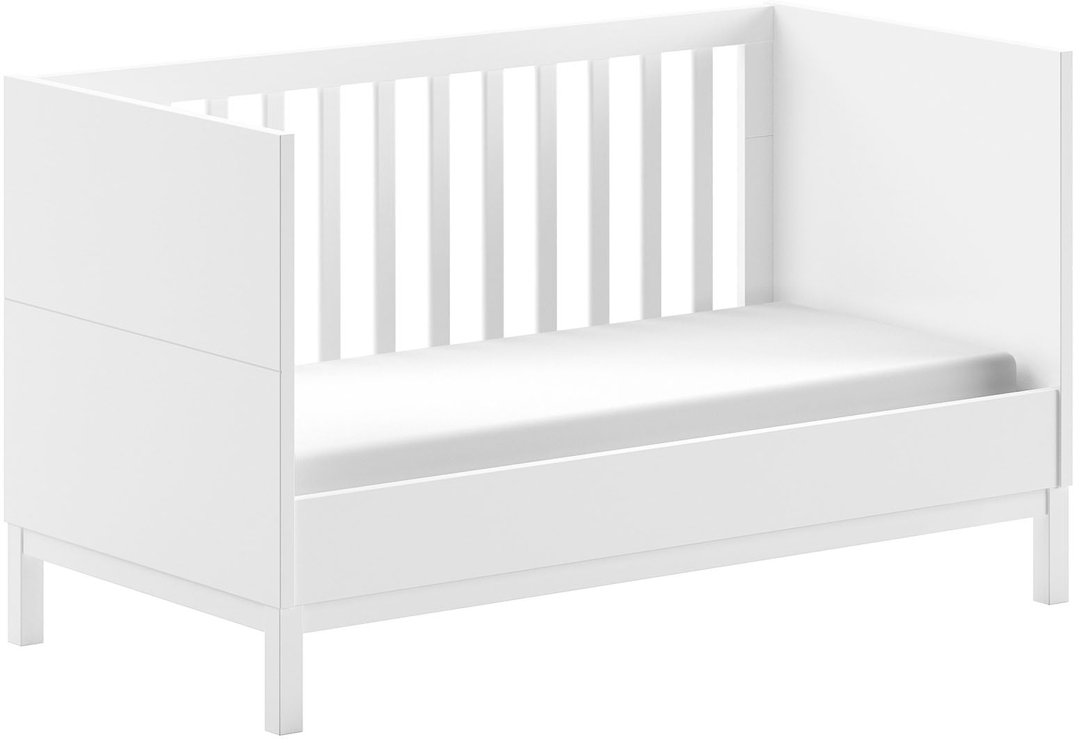 Vipack Lit bébé »in gradlinigem Design, standfest gebaut, pflegeleichte Oberfläche« 70x140 cm avec 3 barreaux d'accès, convertible en lit junior, laqué blanc