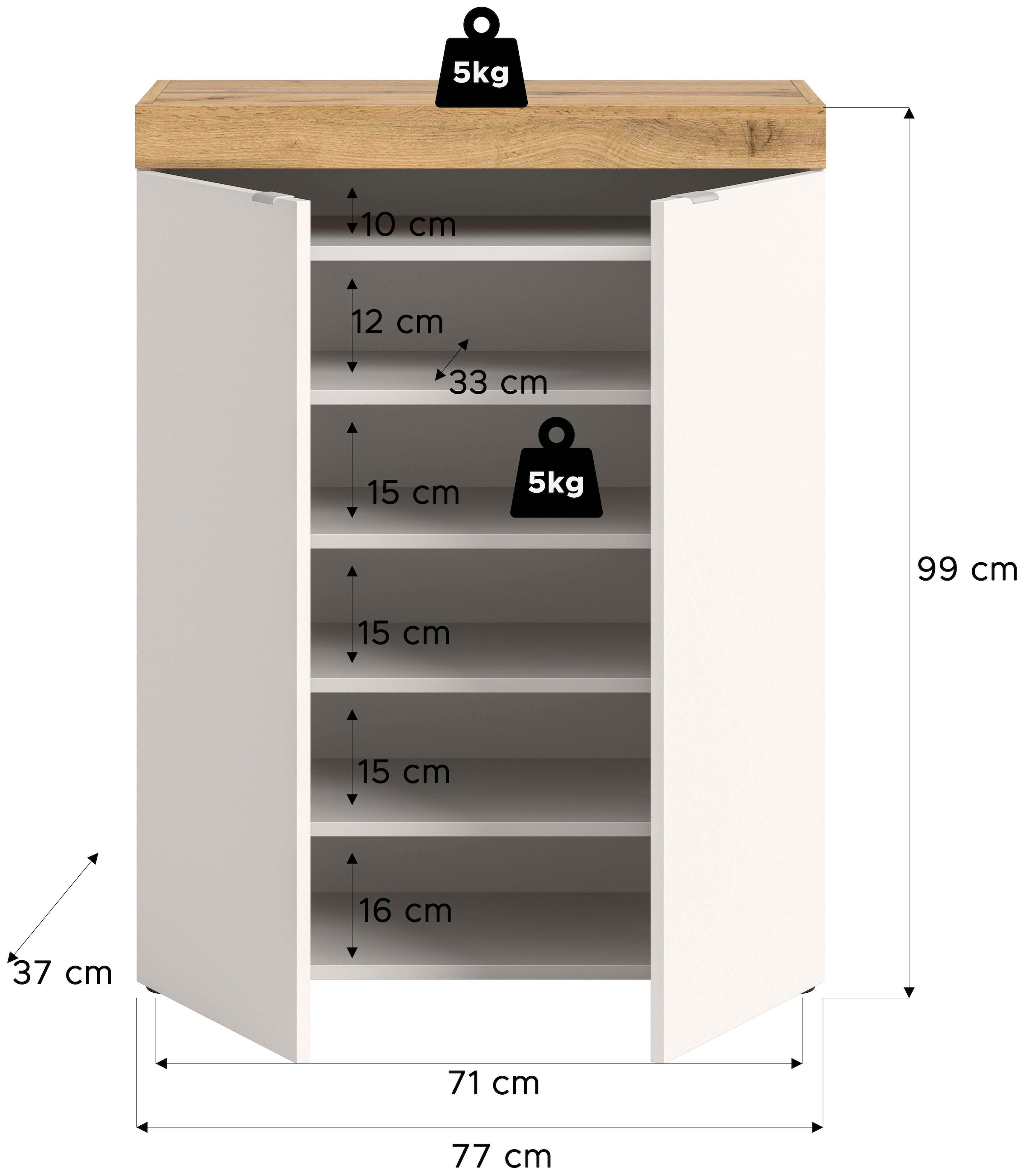 GOODproduct Schuhschrank »MAMBO II, Breite 77 cm, 2 Türen, 5 Einlegeböden« 1 Stk. tlg. Schuhschrank, Schuhkommode, Flur, Diele