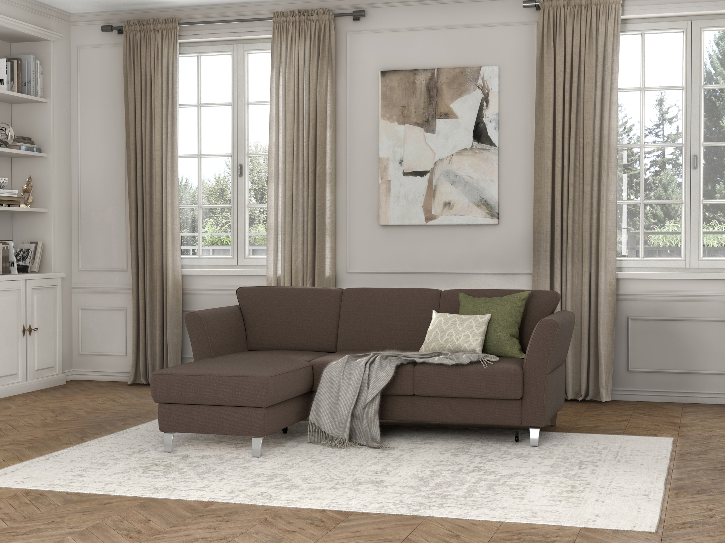 sit&more Ecksofa »Visby L-Form«, wahlweise mit Bettfunktion und Bettkasten, frei im Raum stellbar