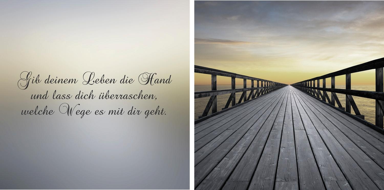 Image of queence Leinwandbild "Weg in die Zukunft" Himmel Kunst Modern Schriftzug Schriftzüge Sonnenaufgang Spa Spa Bilder Sprüche Sprüche & Texte Steg Set, Premium-Leinwandstoff, Handarbeit aus Deutschland, Spruch, 2er Set