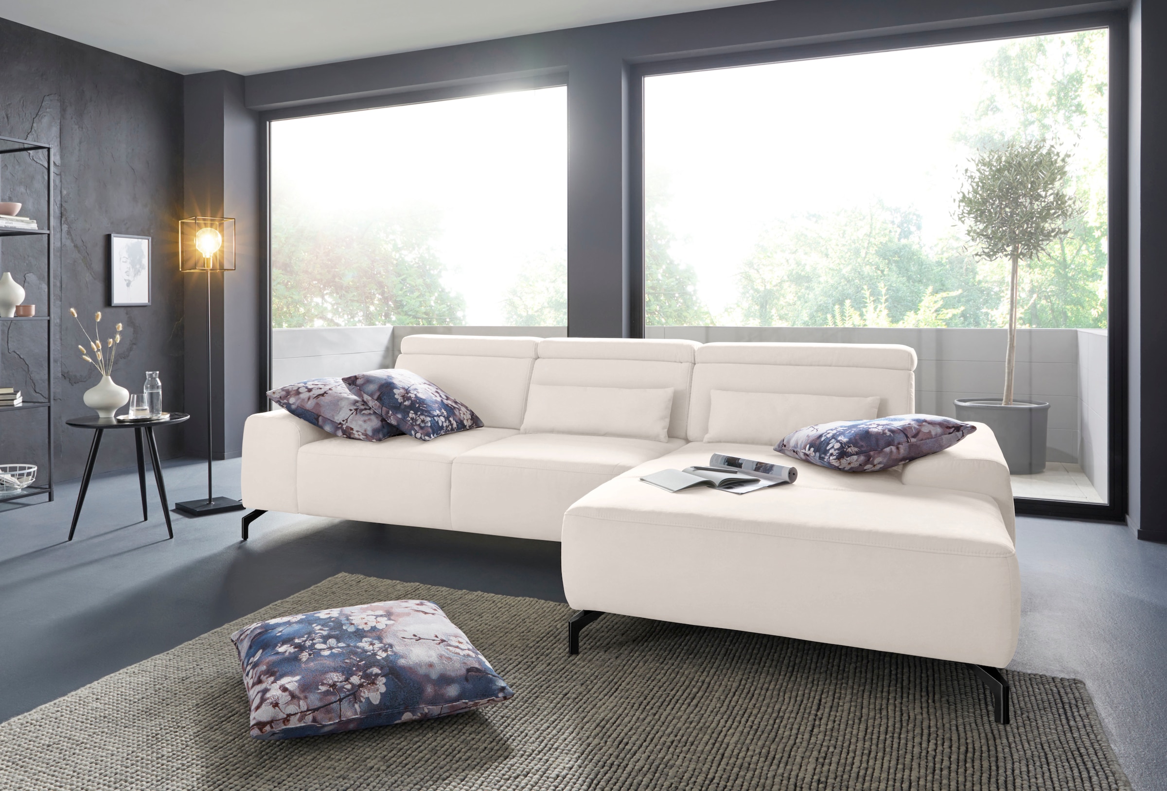sit&more Ecksofa »Gizeh L-Form«, Fusshöhe 15 cm, inklusive Sitztiefenverstellung und Kopfteilverstellung