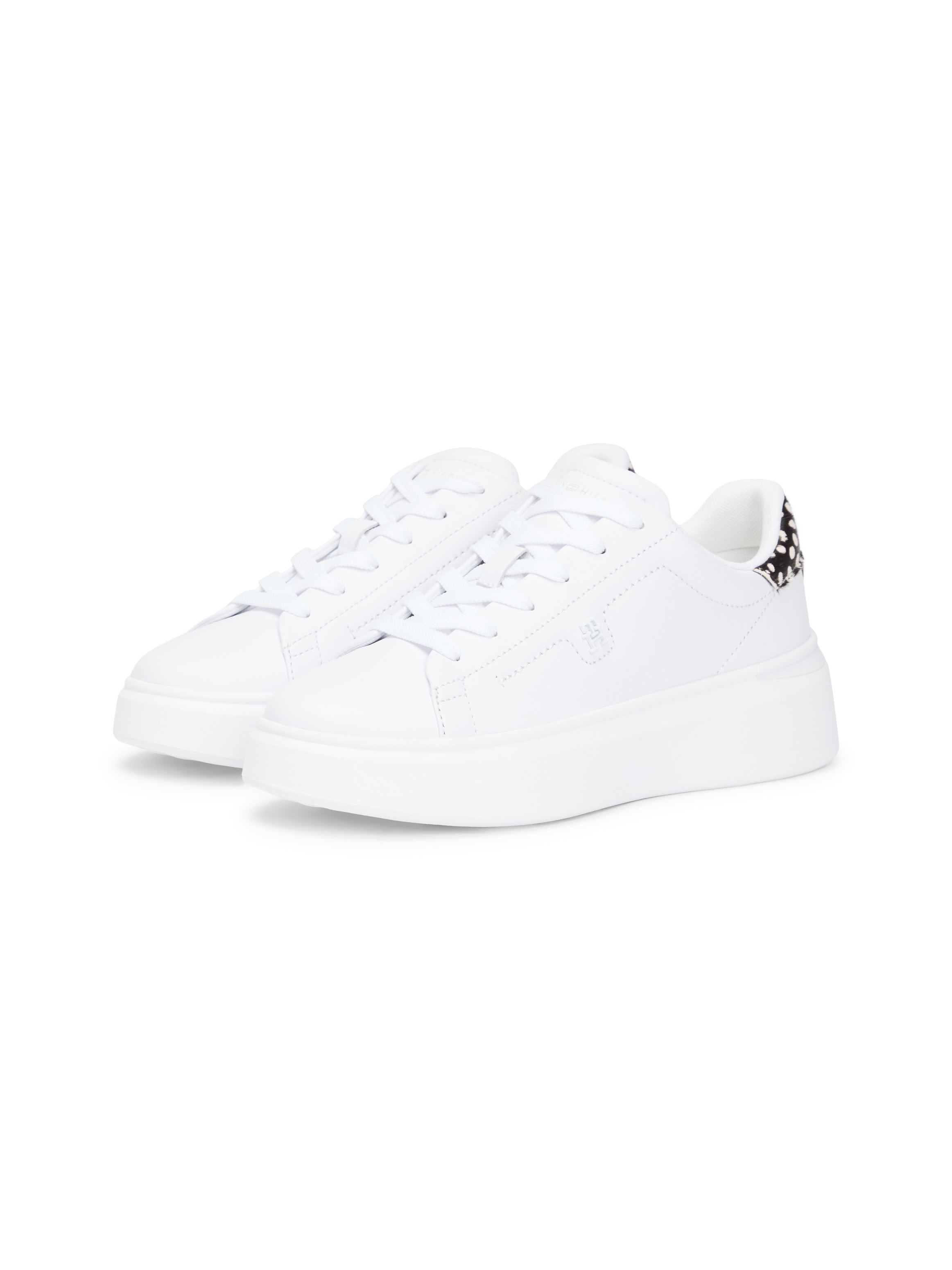 Image of Tommy Hilfiger Plateausneaker "ANIMAL PRINT PLATFORM SNEAKER", Schnürer, Halbschuh, Freizeitschuh, gepunkteter Braun-Beiger-Besatz