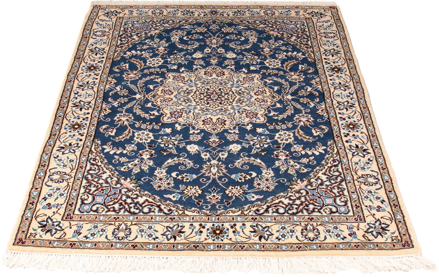 Image of morgenland Orientteppich »Perser - Nain - Royal - 148 x 100 cm - dunkelblau«, rechteckig, 10 mm Höhe, Wohnzimmer, Handgeknüpft, Einzelstück mit Zertifikat bei Ackermann Versand Schweiz