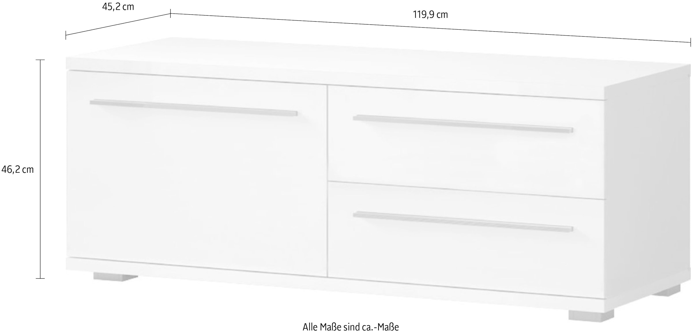 Places of Style TV-Board »Piano«, (H/B/T): 46,2/120/45,2cm), UV lackiert, mit Soft-Close-Funktion