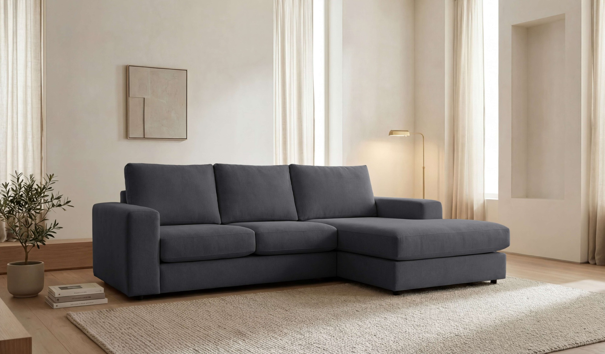GOODproduct Canapé d'angle »Nivette, weiches Chenille« Breite 269 cm, L-Form, bodentief, mit Wellenunterfederung