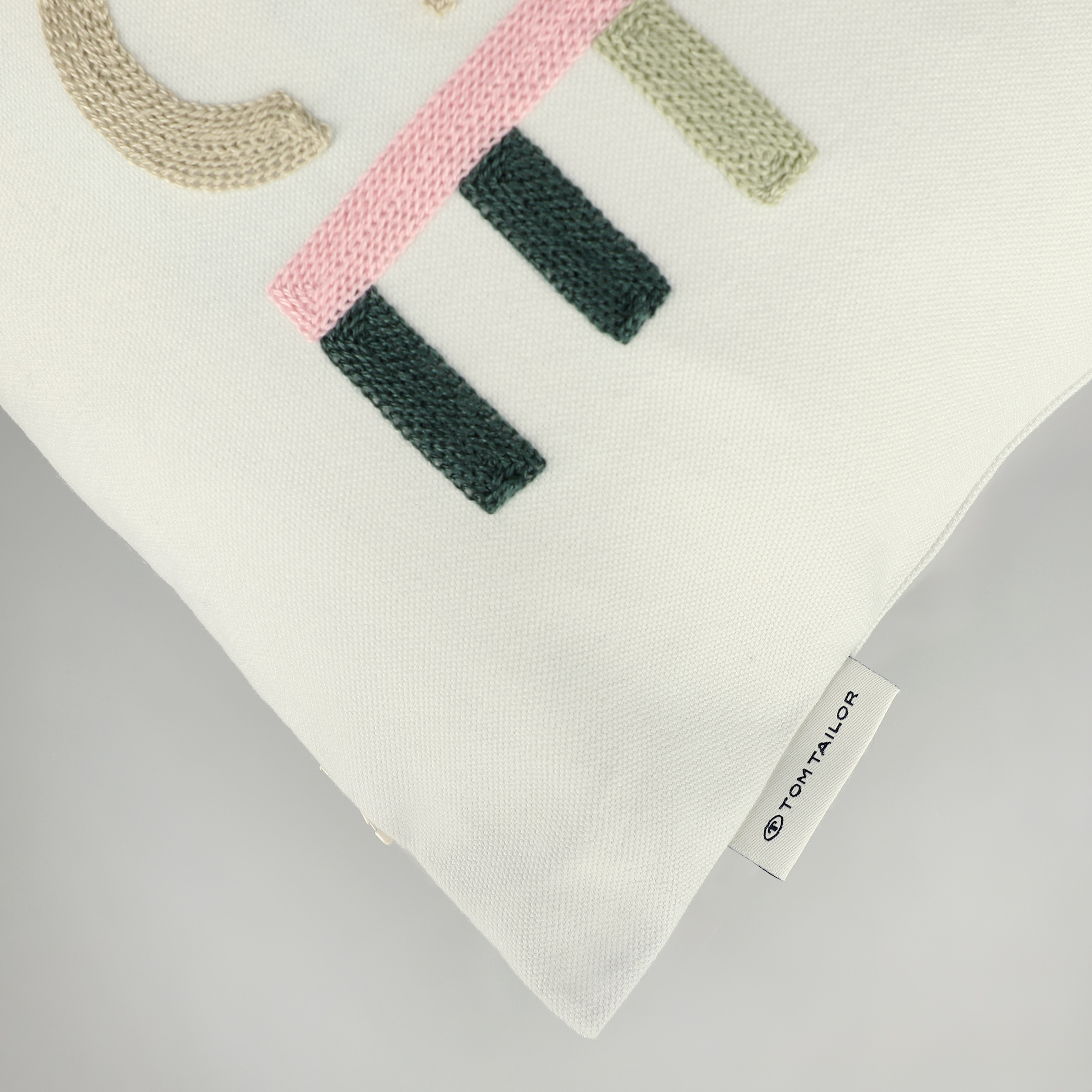 TOM TAILOR HOME Kissenbezug »Happy« mit aufgesticktem Schriftzug