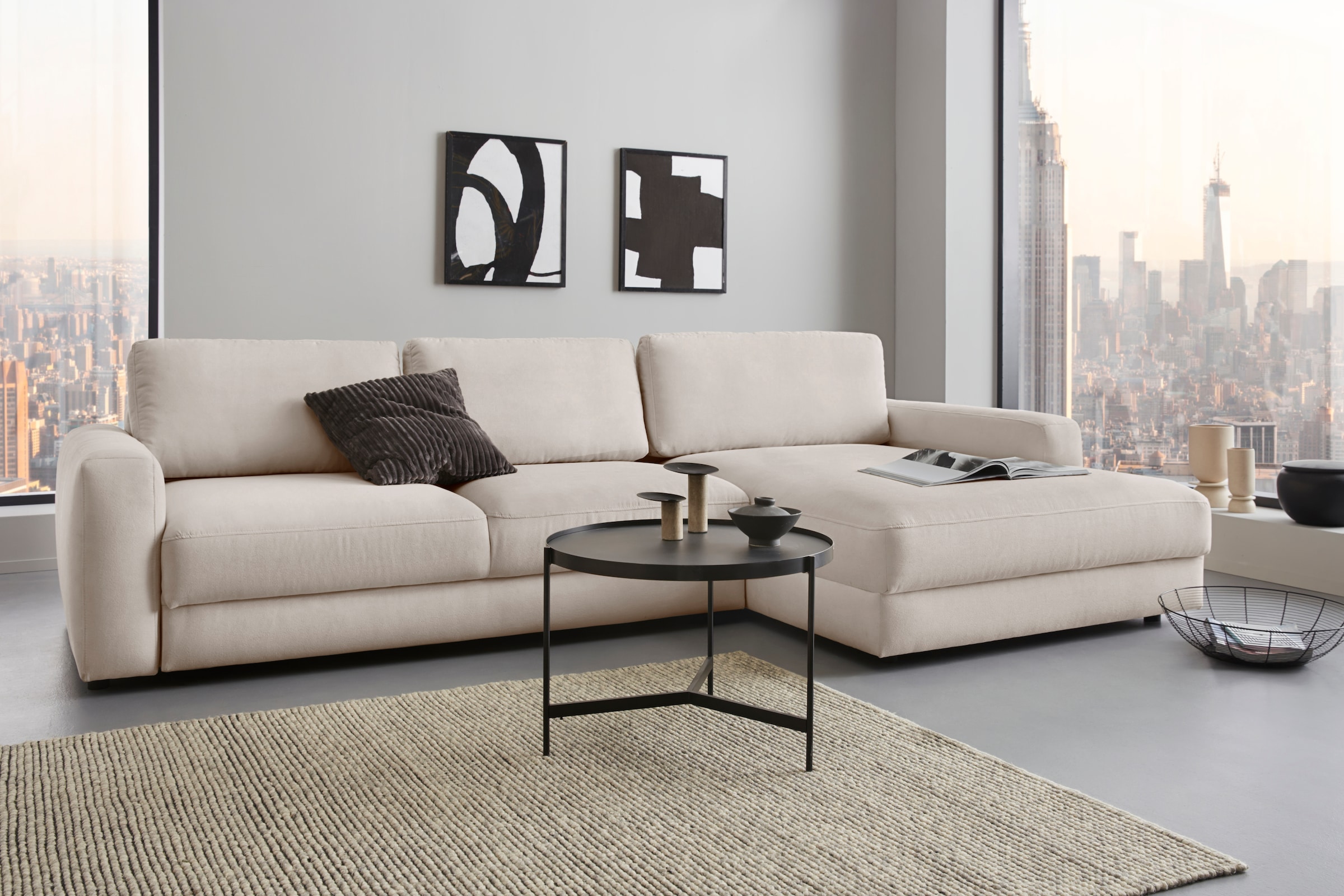 Home affaire Ecksofa »Bloomfield, bequem und elegant, Breite 303cm, L-Form« wahlweise mit Bettfunktion und Bettkasten, Unser Dauertiefpreis