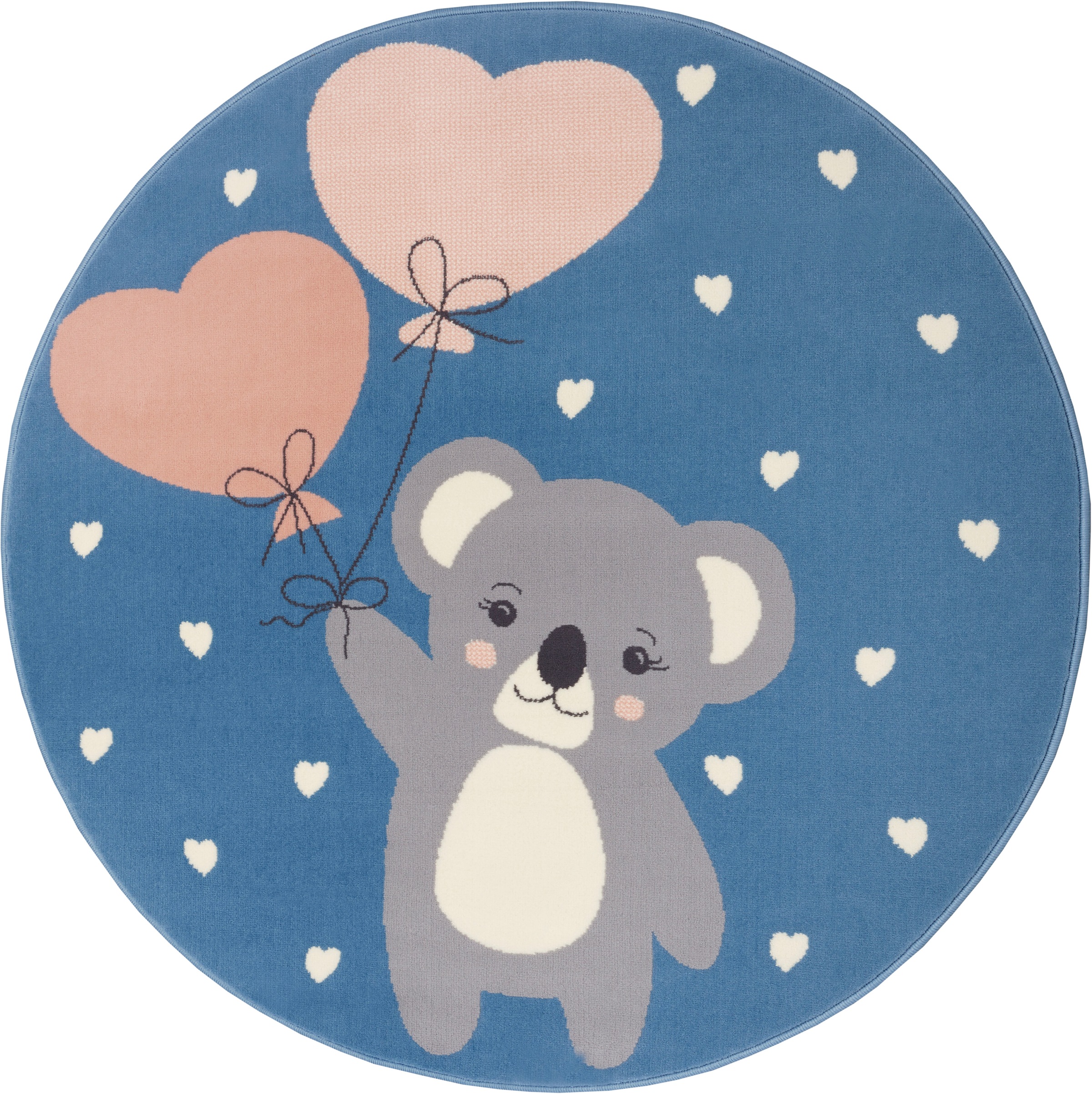 Image of HANSE Home Kinderteppich »Koala Sweetheart«, rund, 9 mm Höhe, Herzen, Kurzflor, Tiermotiv, Kinderzimmer, Strapazierfähig, Pflegeleicht, Robust bei Ackermann Versand Schweiz