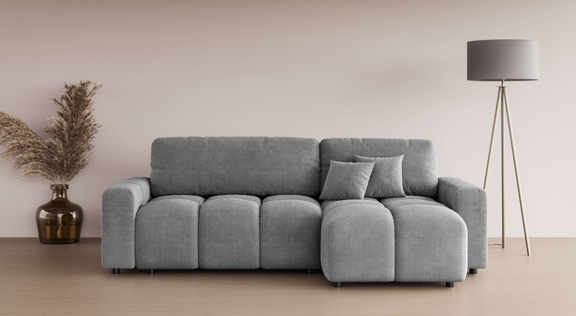 INOSIGN Ecksofa »FELICI, Schlafsofa 233cm, L-Form mit Recamiere beidseitig montierbar«, Designsofa mit Bettfunktion und Bettkasten, Masse B/T/H: 233/142/88 cm